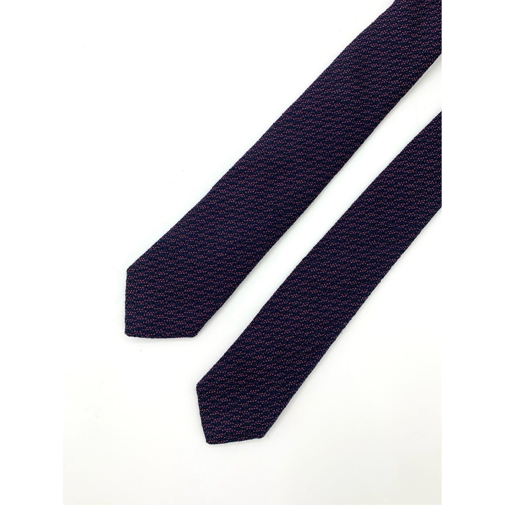 Dior Dior Mens Textured Woven Silk Tie In Purple & Black Size ONE SIZE - 5 Thumbnail