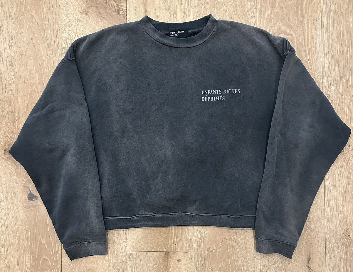 image of Enfants Riches Deprimes Sun Faded Logo Crewneck Sweatshirt in Faded Black, Men's (Size Large)