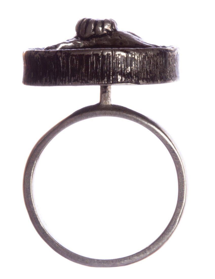 Designer Sterling Silver Ram Head Coin Ring with Antique Finish Size ONE SIZE - 3 Thumbnail