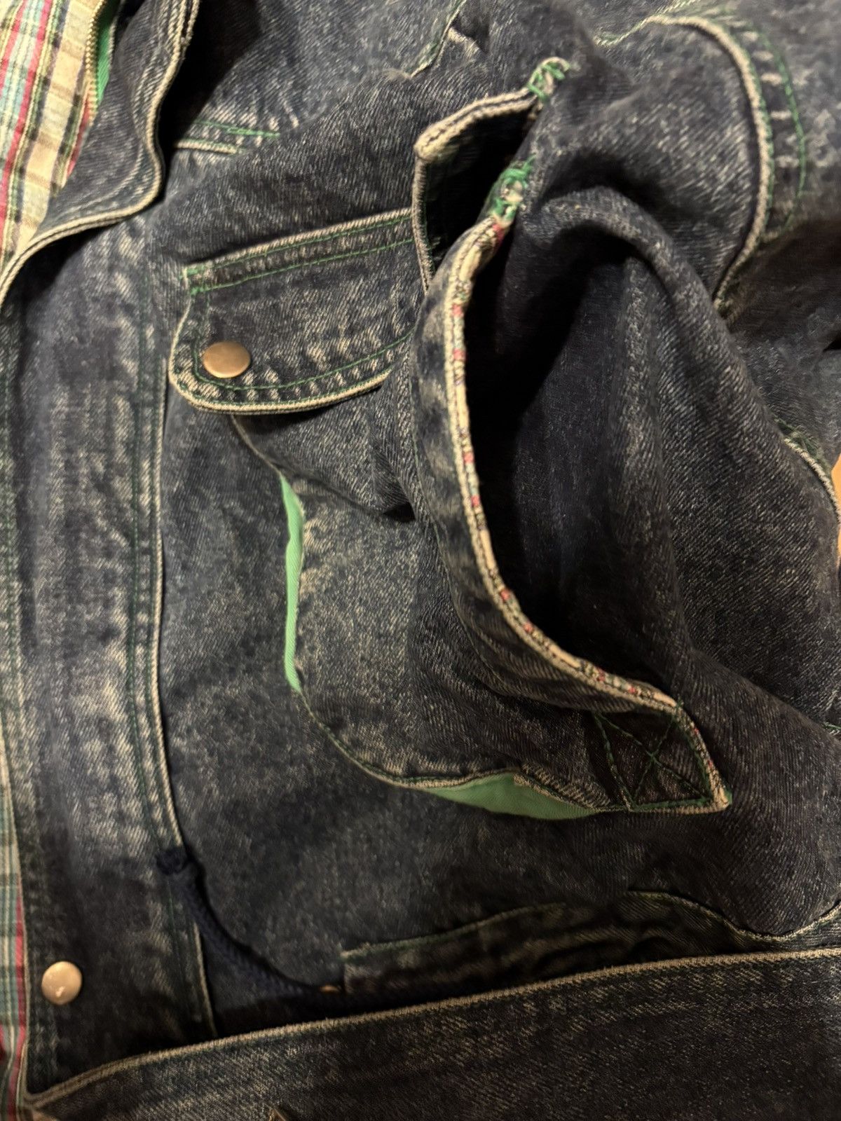 Vintage Vintage East Boys Denim Jacket 90’s Plaid Lined Trench Chore Size US XXL / EU 58 / 5 - 10 Thumbnail