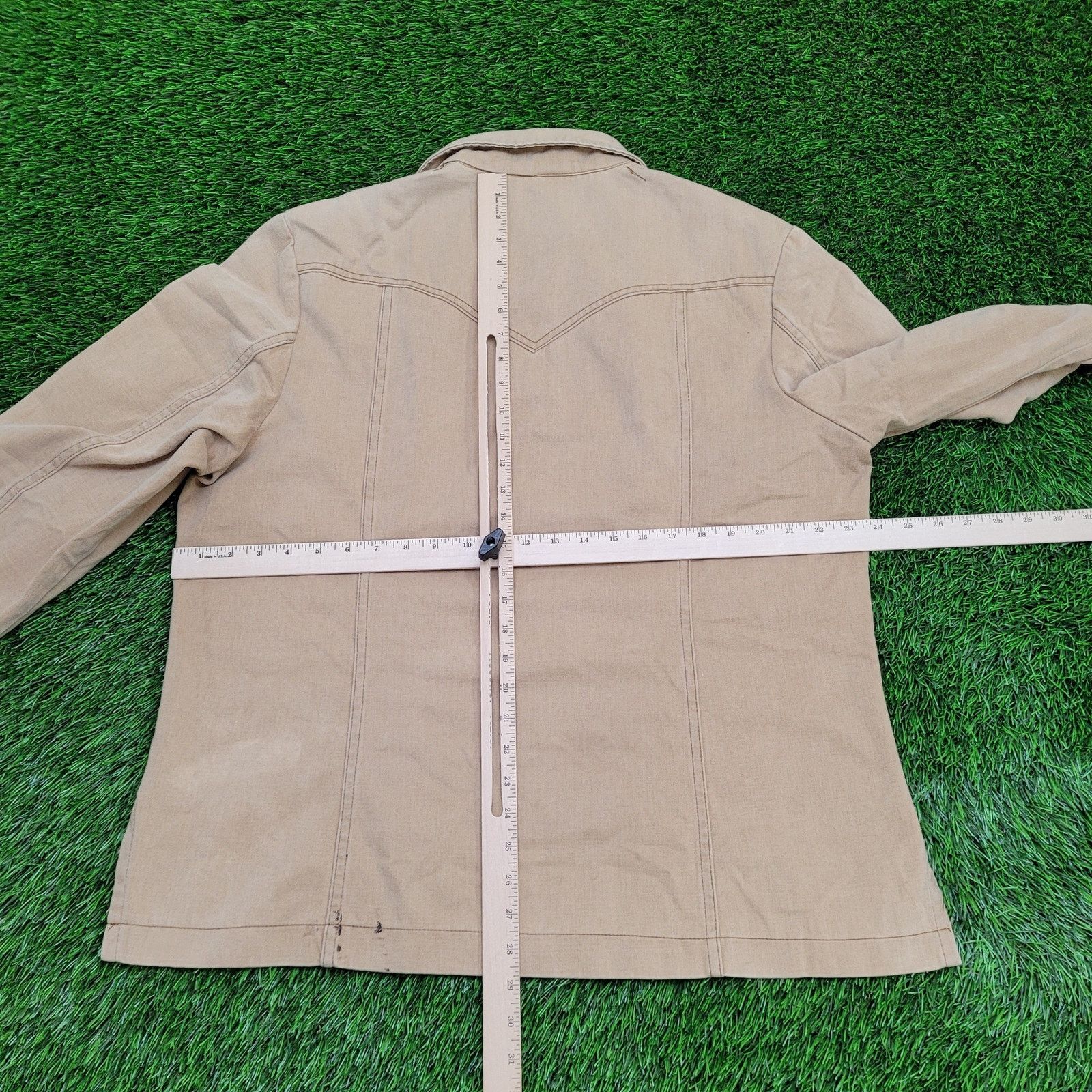 Lee Vintage 60s Lee Snap Button Shirt XL 24x29 Khaki Brown USA Size US XL / EU 56 / 4 - 7 Thumbnail