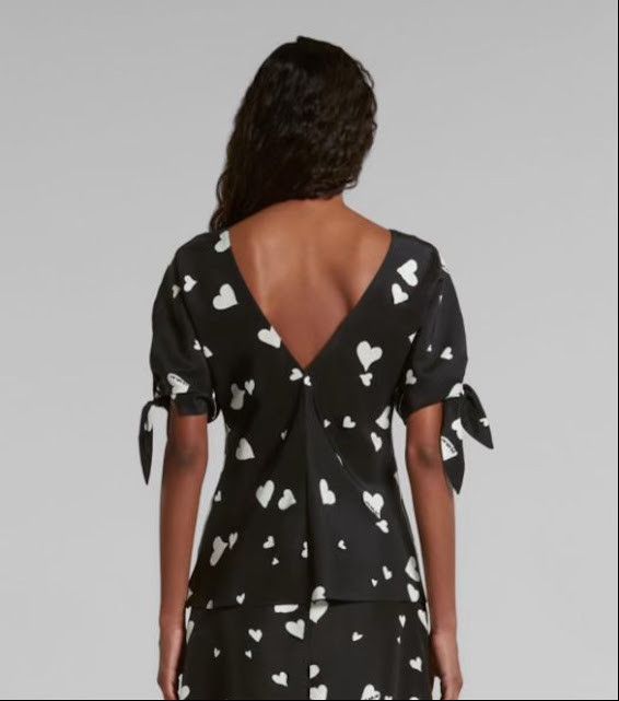 Marni o1w1db11024 Bunch of Hearts Silk Blouse in Black Size L / US 10 / IT 46 - 2 Thumbnail