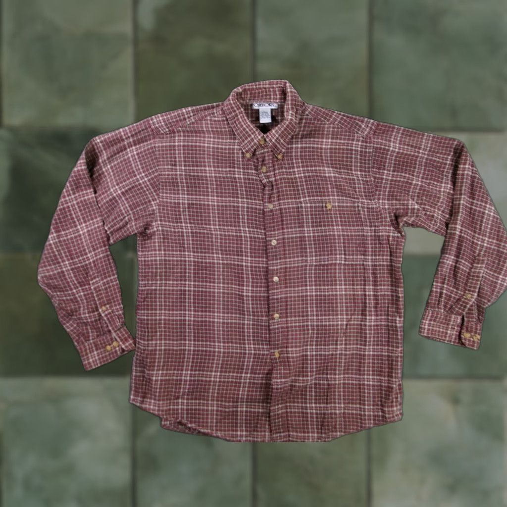 Cherokee Cherokee Shirt Men Large Burgundy Plaid Flannel Casual Rustic Outdoor Classic Size US L / EU 52-54 / 3 - 1 Thumbnail