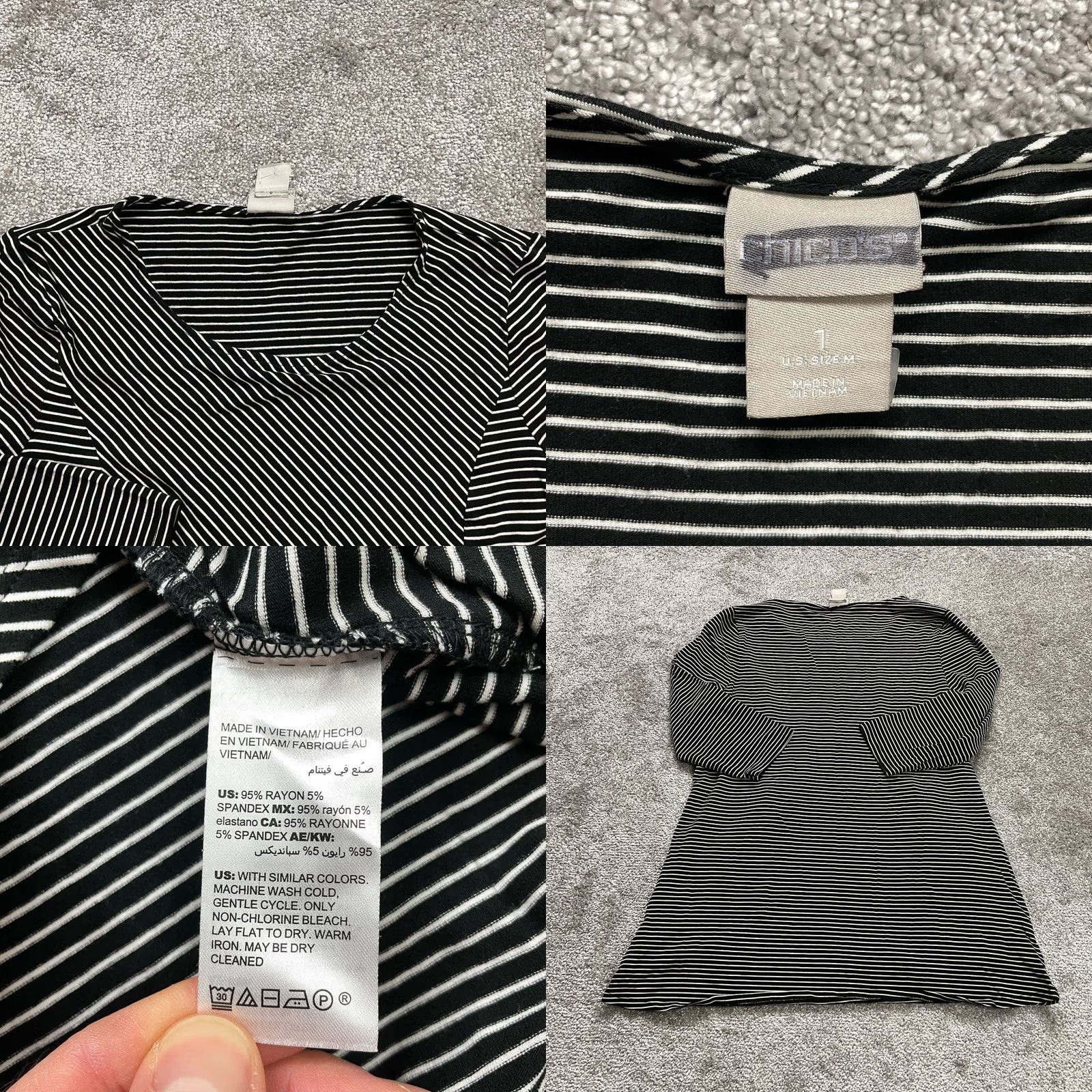 Vintage Chico's Tee Shirt Womens Tunic Top Black Striped Pockets 3/4 Sleeve Round Neck Medium Shirt Womens Size M / US 6-8 / IT 42-44 - 8 Thumbnail