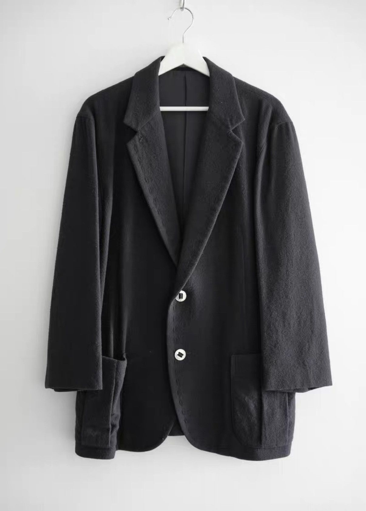 Yohji Yamamoto Yohji Yamamoto 05aw Hand-Stitched Silver Button Blazer K4 Size US L / EU 52-54 / 3 - 1 Thumbnail