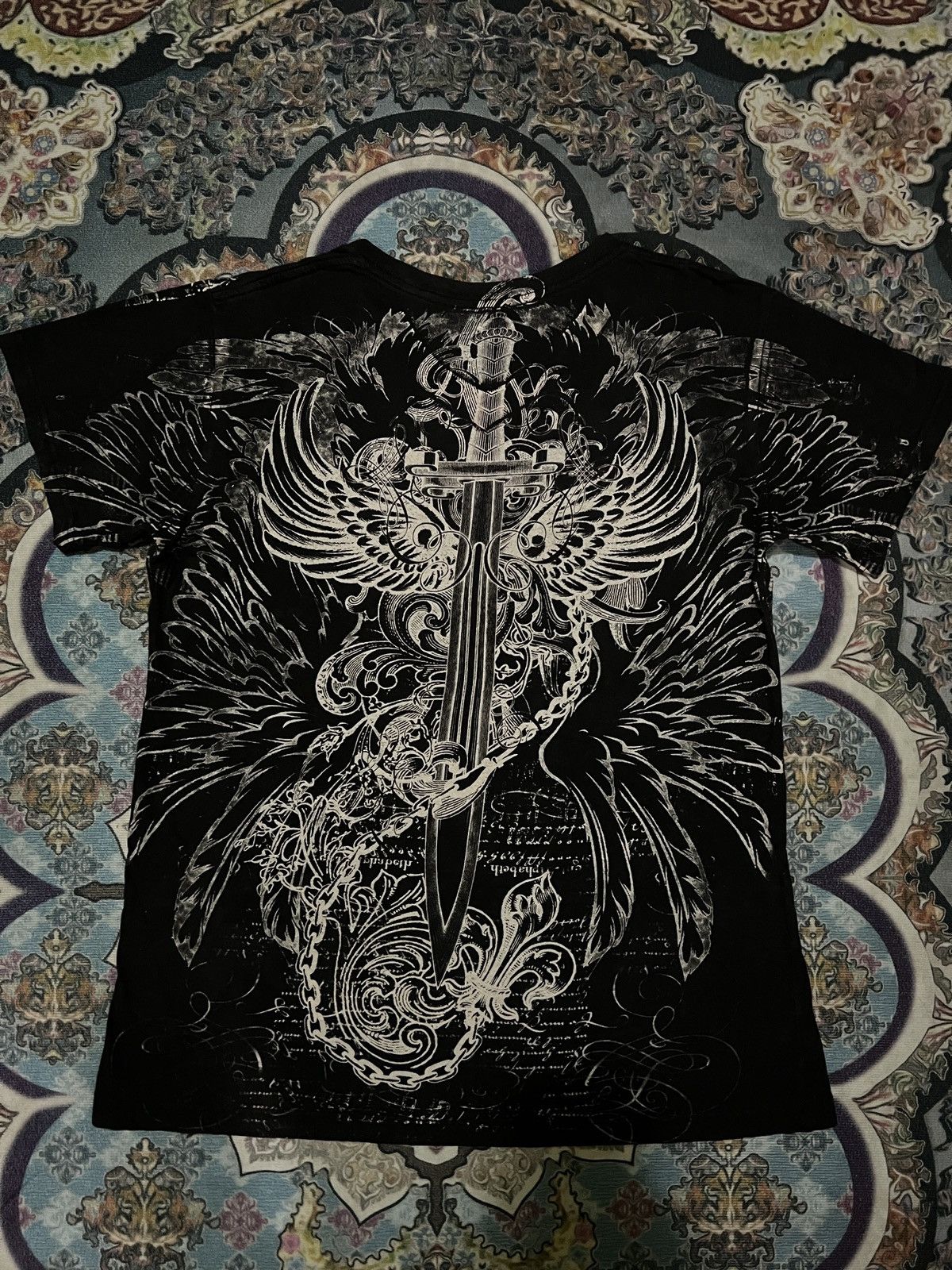 Affliction × Vintage Vintage Y2K Konflic Sword Eagle Chains AOP Tee Size US L / EU 52-54 / 3 - 4 Thumbnail