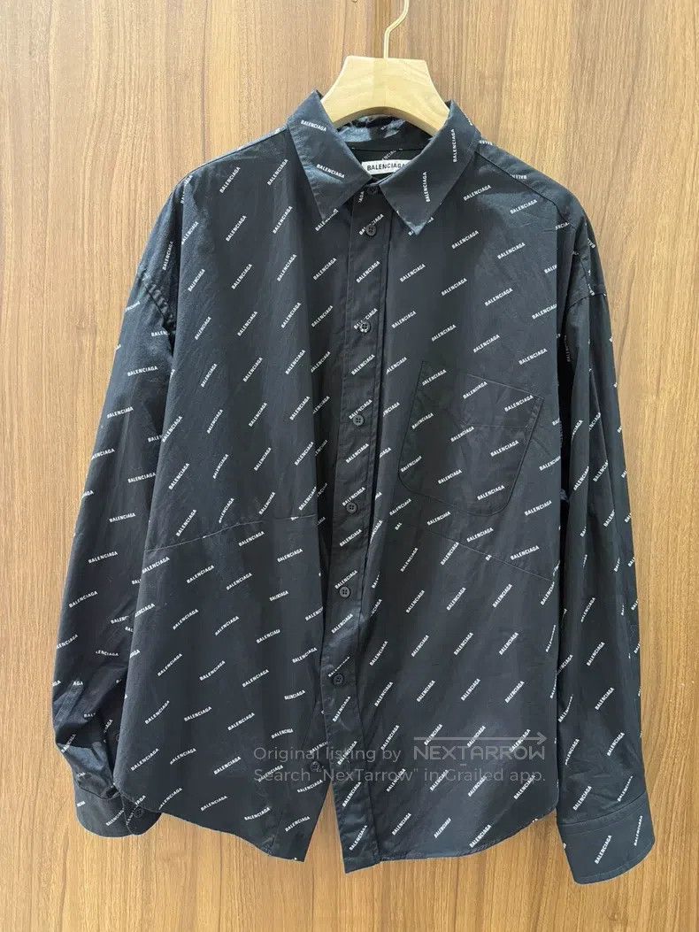 Balenciaga Black full print logo shirt