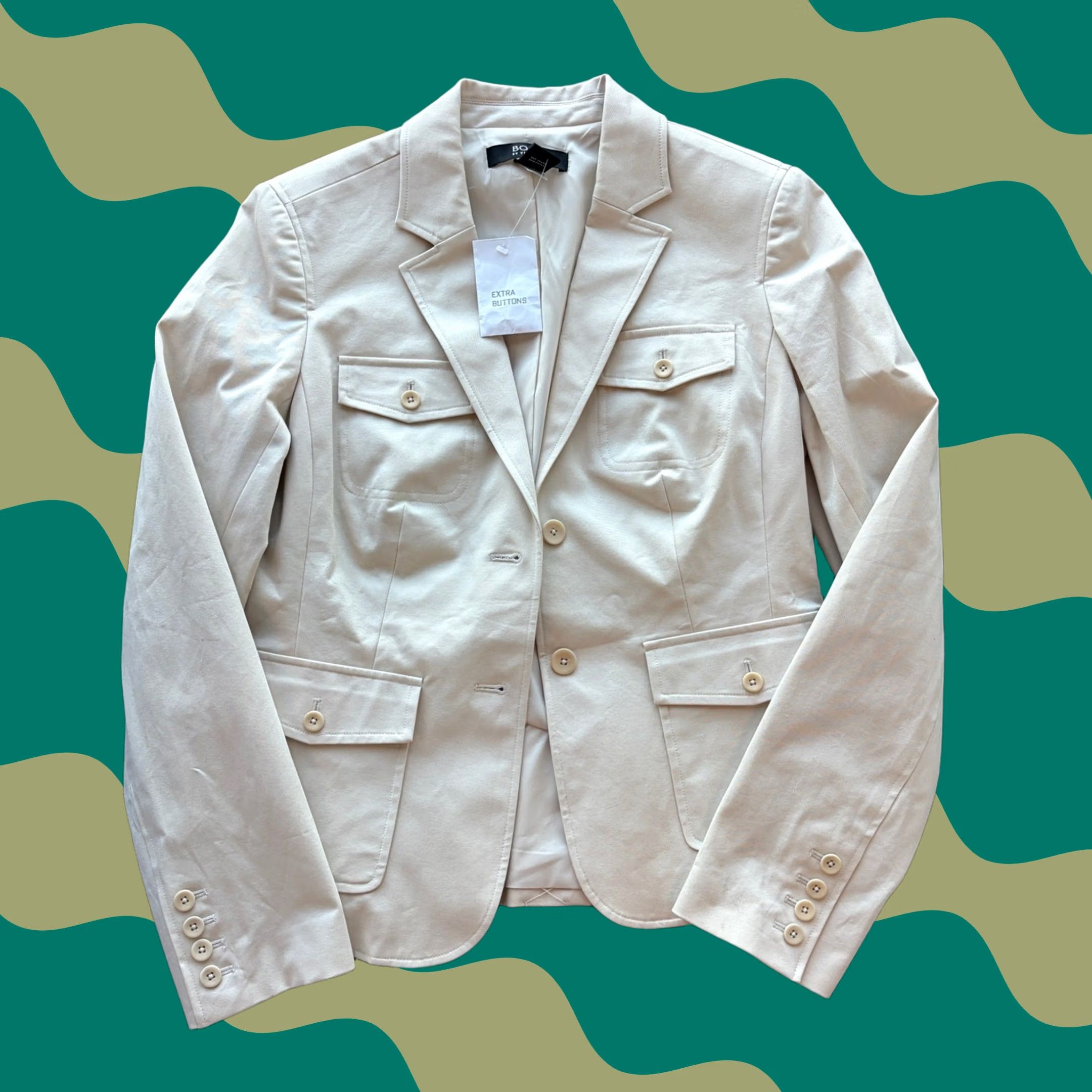 Vintage VINTAGE Body By Victoria Beige Indie Sleaze Women's Blazer 10/L NWT Blazer Women 10/L Mens? Size L / US 10 / IT 46 - 1 Thumbnail