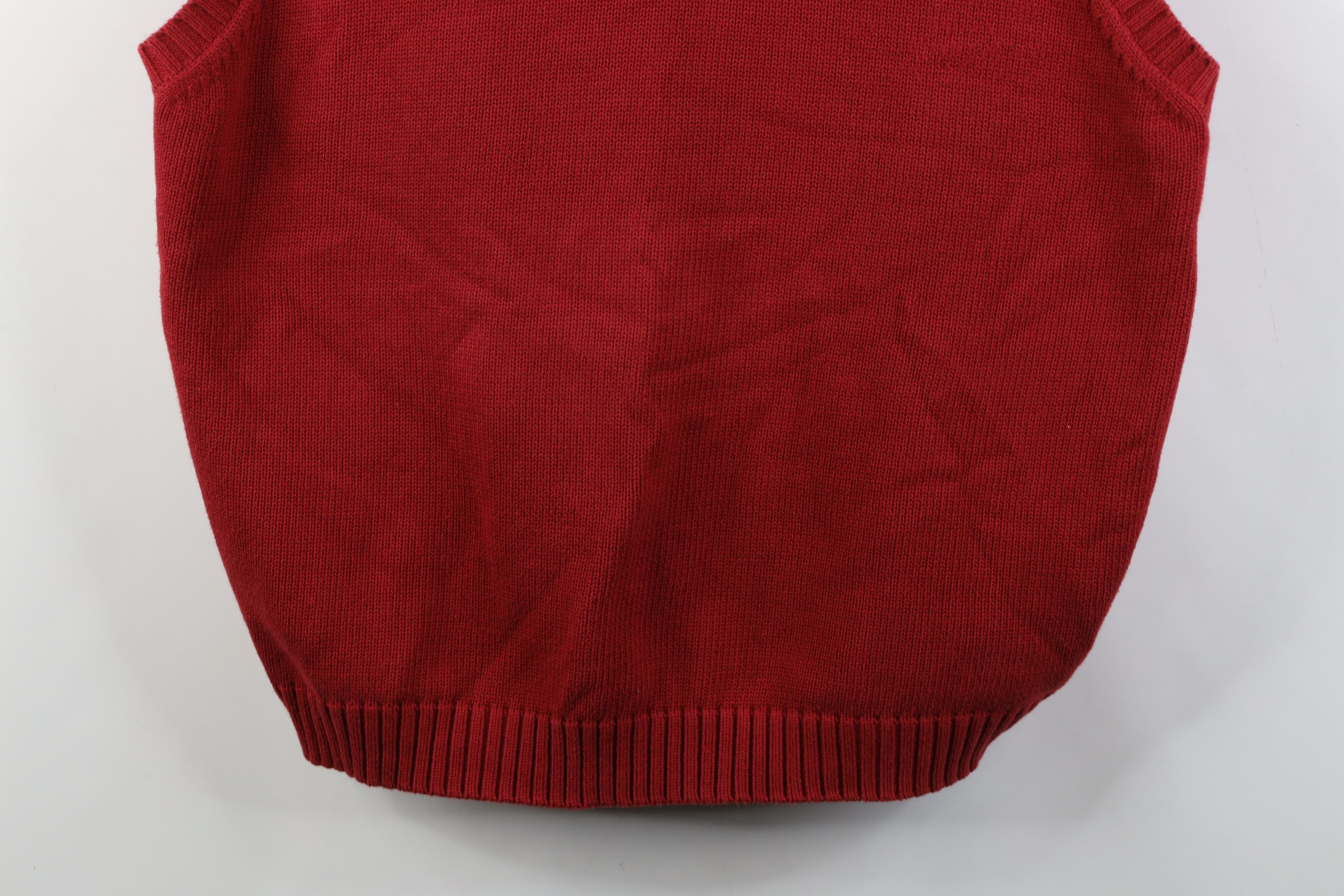 L.L. Bean Vintage 90s LL Bean Cotton Knit V-Neck Sweater Vest Red Size US XL / EU 56 / 4 - 3 Thumbnail