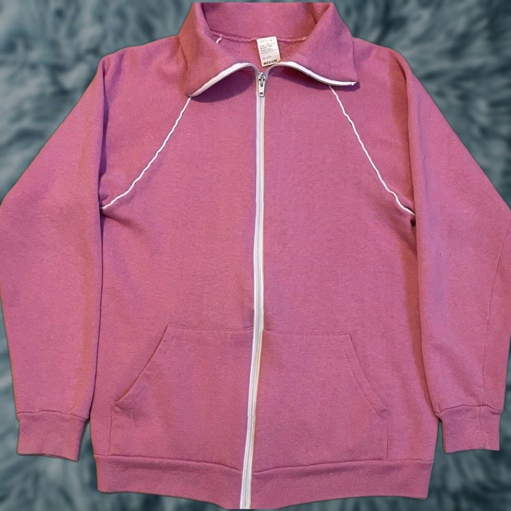 Etro Vtg 70s Striped Track Jacket S USA Robin Zipper Sweatshirt Retro Bomber Jacket Men Pink College Zip Size US S / EU 44-46 / 1 - 1 Thumbnail