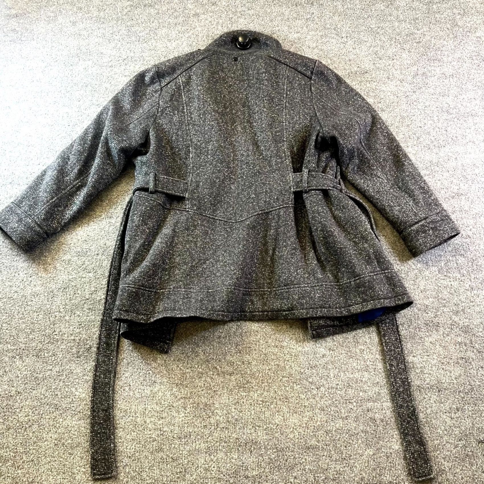 Vintage Intl D.e.t.a.i.l.s Pea Coat Womens XL Black Cotton Double-Breasted Belted Preppy Jacket Size XL / US 12-14 / IT 48-50 - 7 Thumbnail
