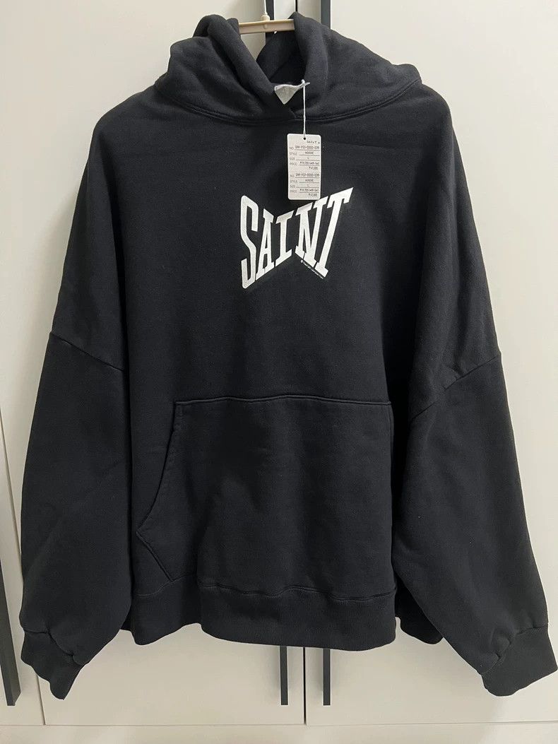 Saint Laurent Paris SAINT RIBON LOGO Oversized Black Hoodie - dmc Size US XL / EU 56 / 4 - 1 Thumbnail