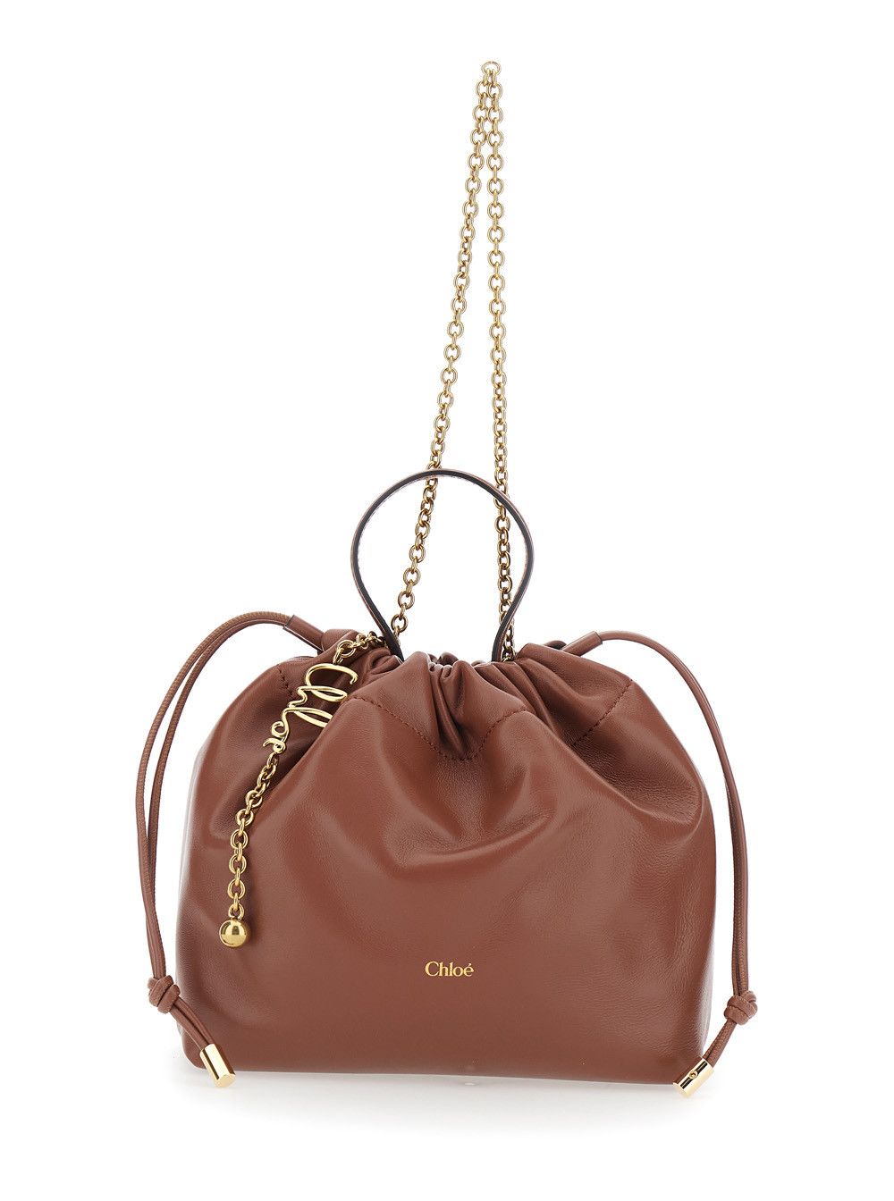 Chloe 'Icons' Brown Shoulder bag with Drawstring Closure and Leather Chain Strap in Leather for Women Size ONE SIZE - 1 Thumbnail
