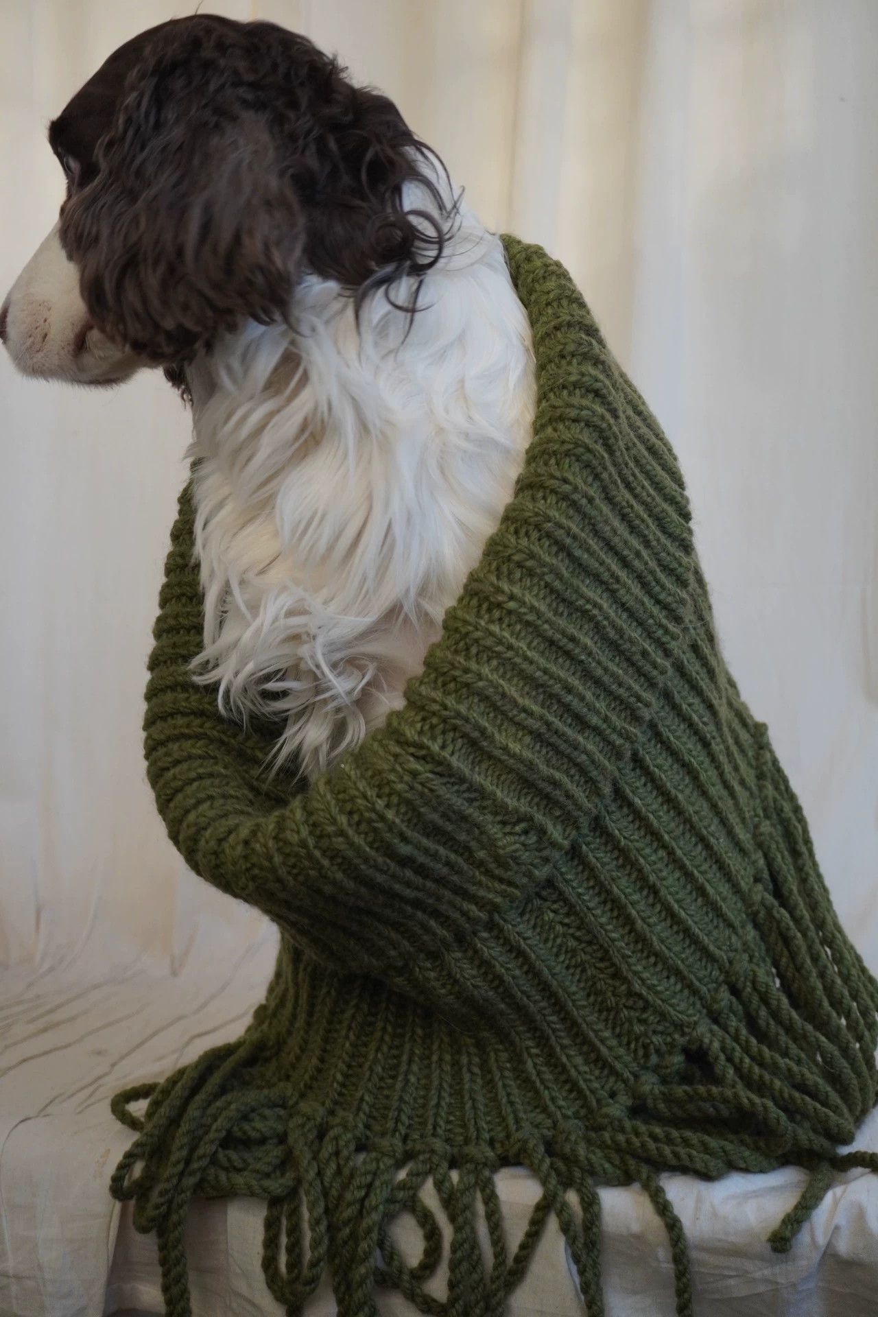 Other zooSelect Hand-Knit Bulky Fringed Cowl Snake Green Size ONE SIZE - 7 Thumbnail