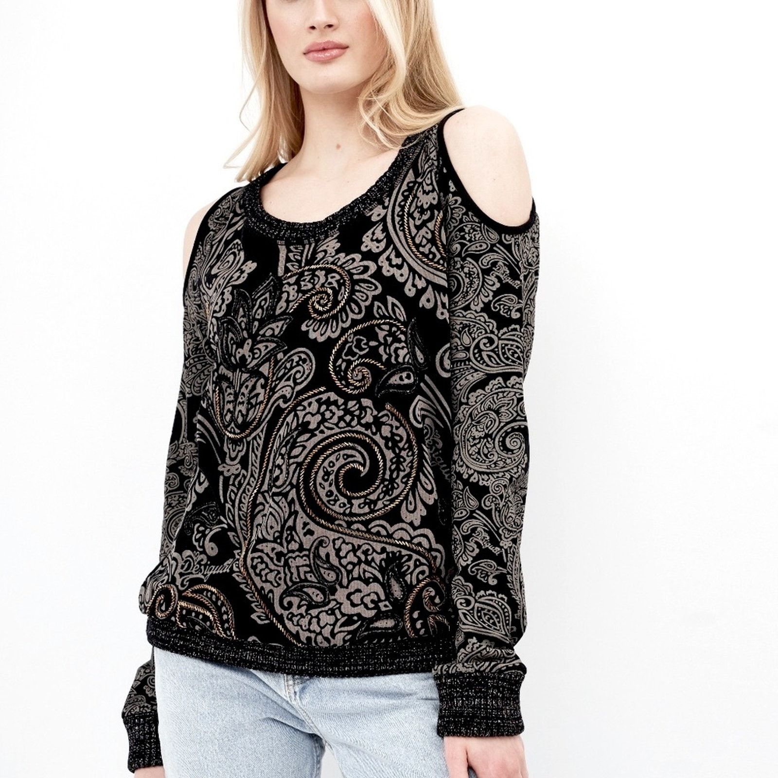 Desigual Desigual Black/Brown Sweater | Size XL Size XL / US 12-14 / IT 48-50 - 7 Thumbnail
