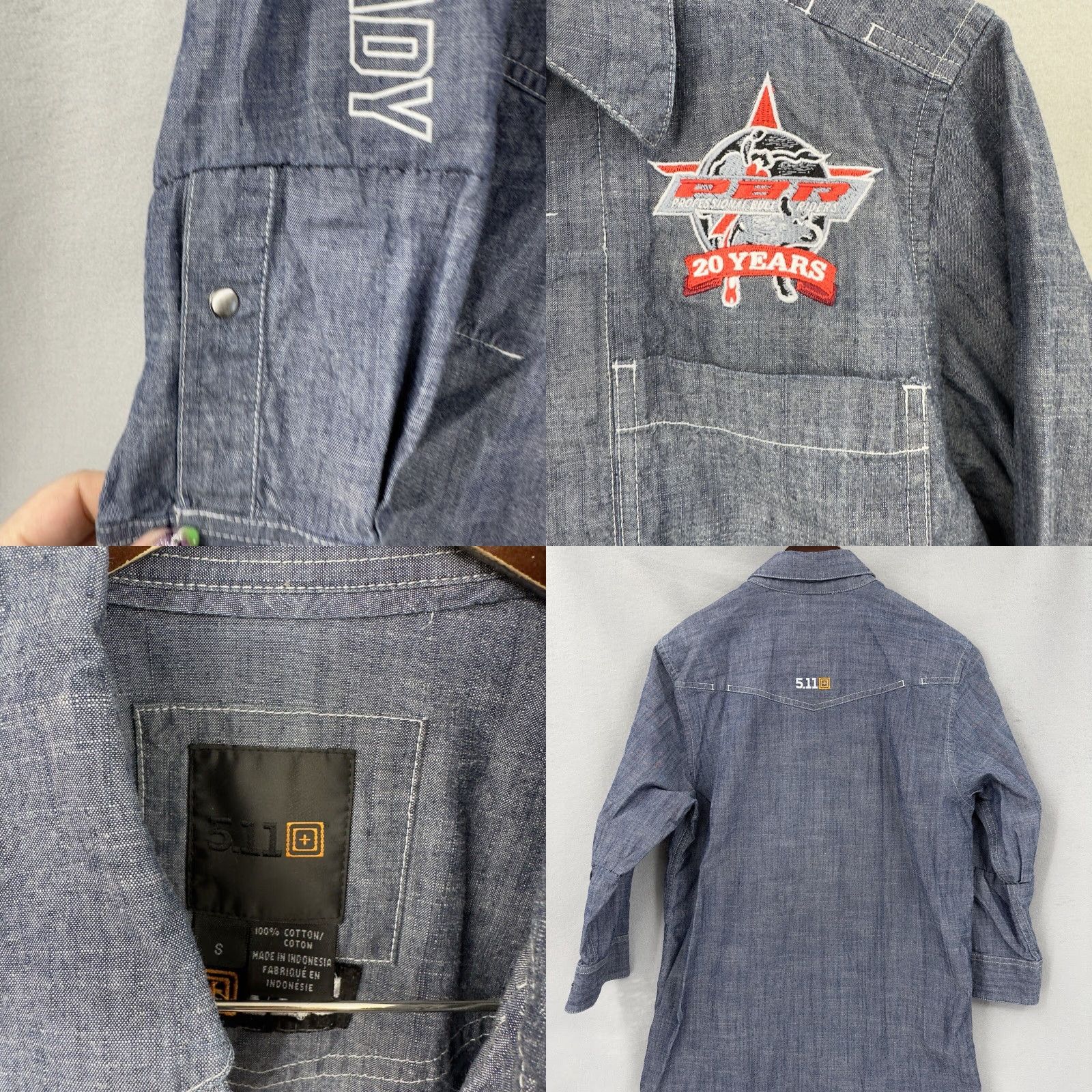 Vintage VTG 5.11 Professional Bull Riders Rodeo Shirt Men Small Button Up Western Cowboy Shirt Size US S / EU 44-46 / 1 - 8 Thumbnail