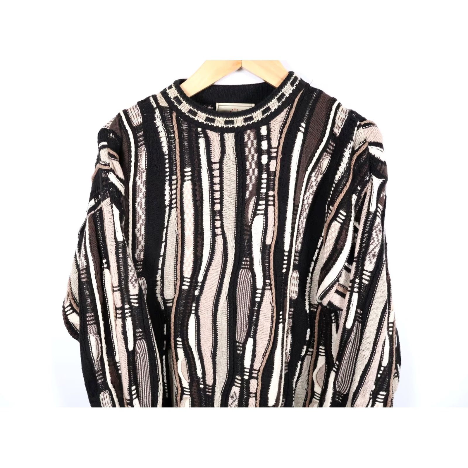 Coogi Liberty Old Glory COOGI Style Sweater Mens Medium Brown Beige 3D Knit Cotton Pullover Casual Vintage 90s Hip Hop Streetwear Size US M / EU 48-50 / 2 - 4 Thumbnail