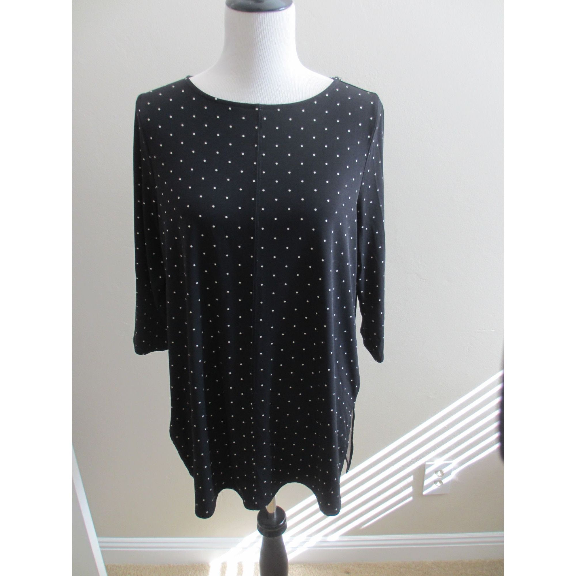 Alfani ALFANI BLACK AND WHITE POLKA DOT SHIRT PL Size L / US 10 / IT 46 - 2 Thumbnail