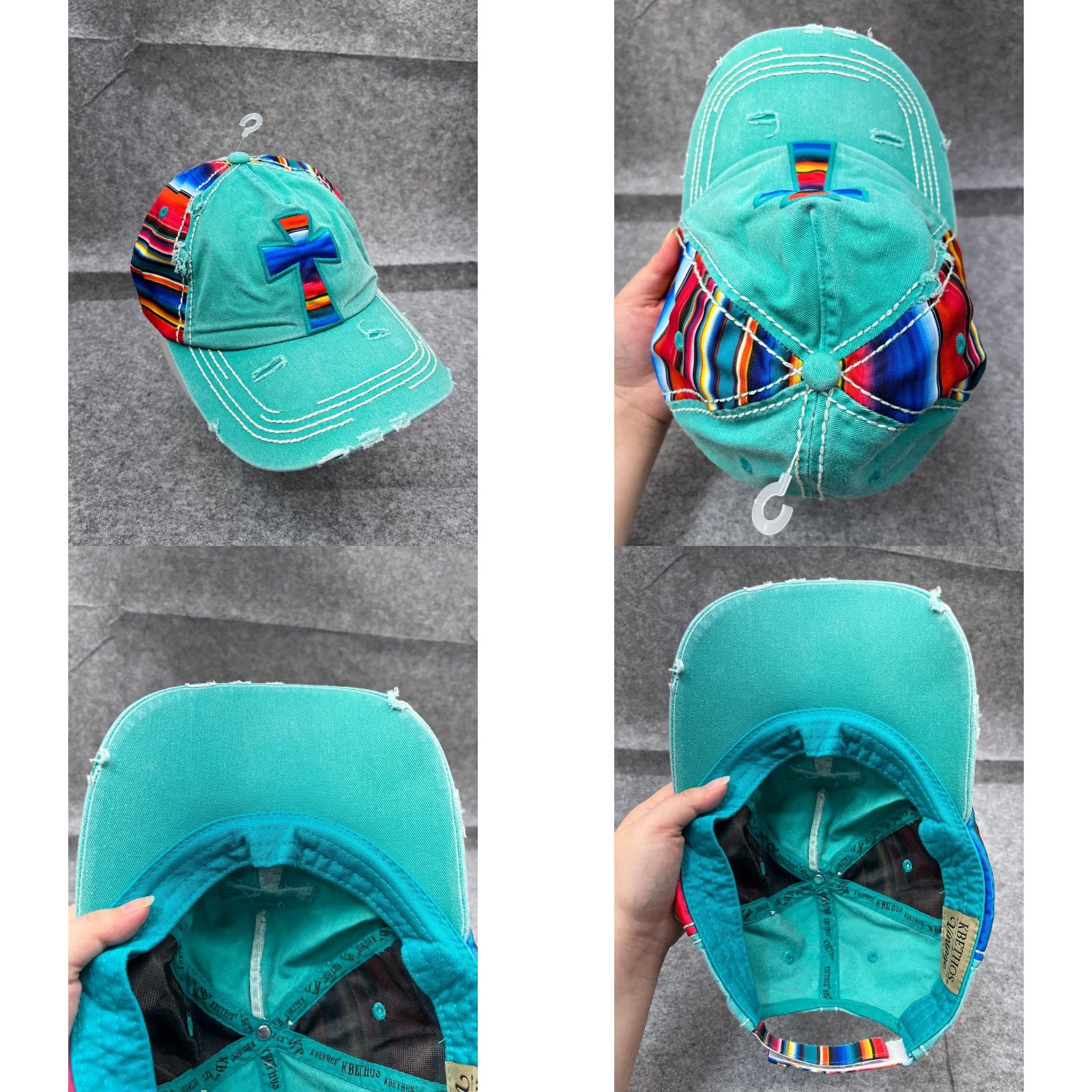 Altea VINTAGE Cross Hat Cap Strap Back Adult One Size Teal Cotton Distress Aztec Nike Hat Cap Adjustable Lightweight Mens Baseball Cap Aztec Beach Outdoor Size ONE SIZE - 8 Thumbnail