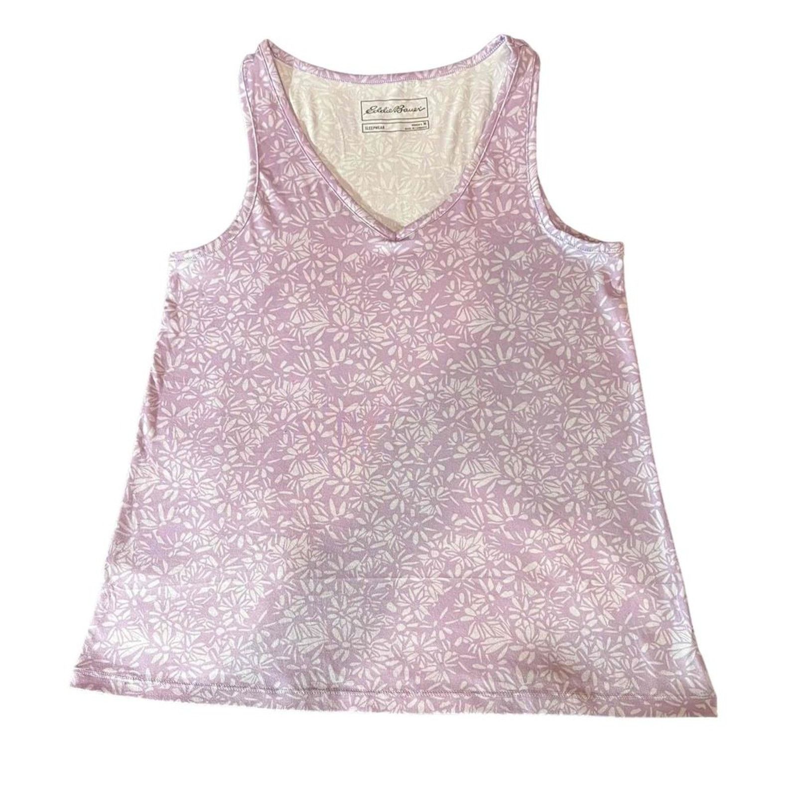 Eddie Bauer Eddie Bauer Pajama Top Purple Floral Print Sleeveless V-Neck Size ONE SIZE - 2 Thumbnail