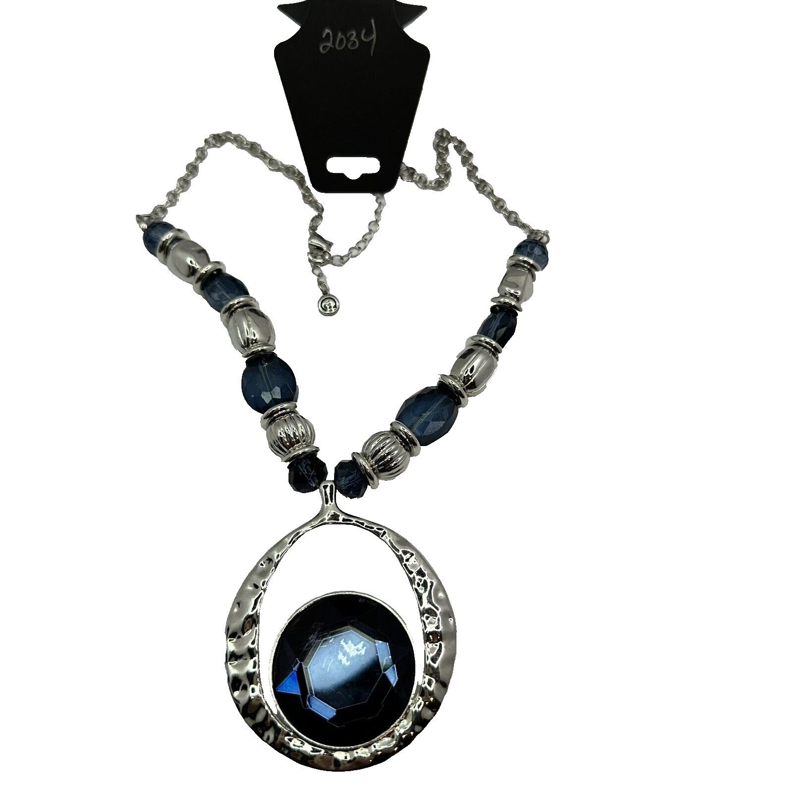 Other C 1946 Signed VTG Statement Necklace SilverChain Cobalt Blue Size ONE SIZE - 7 Thumbnail