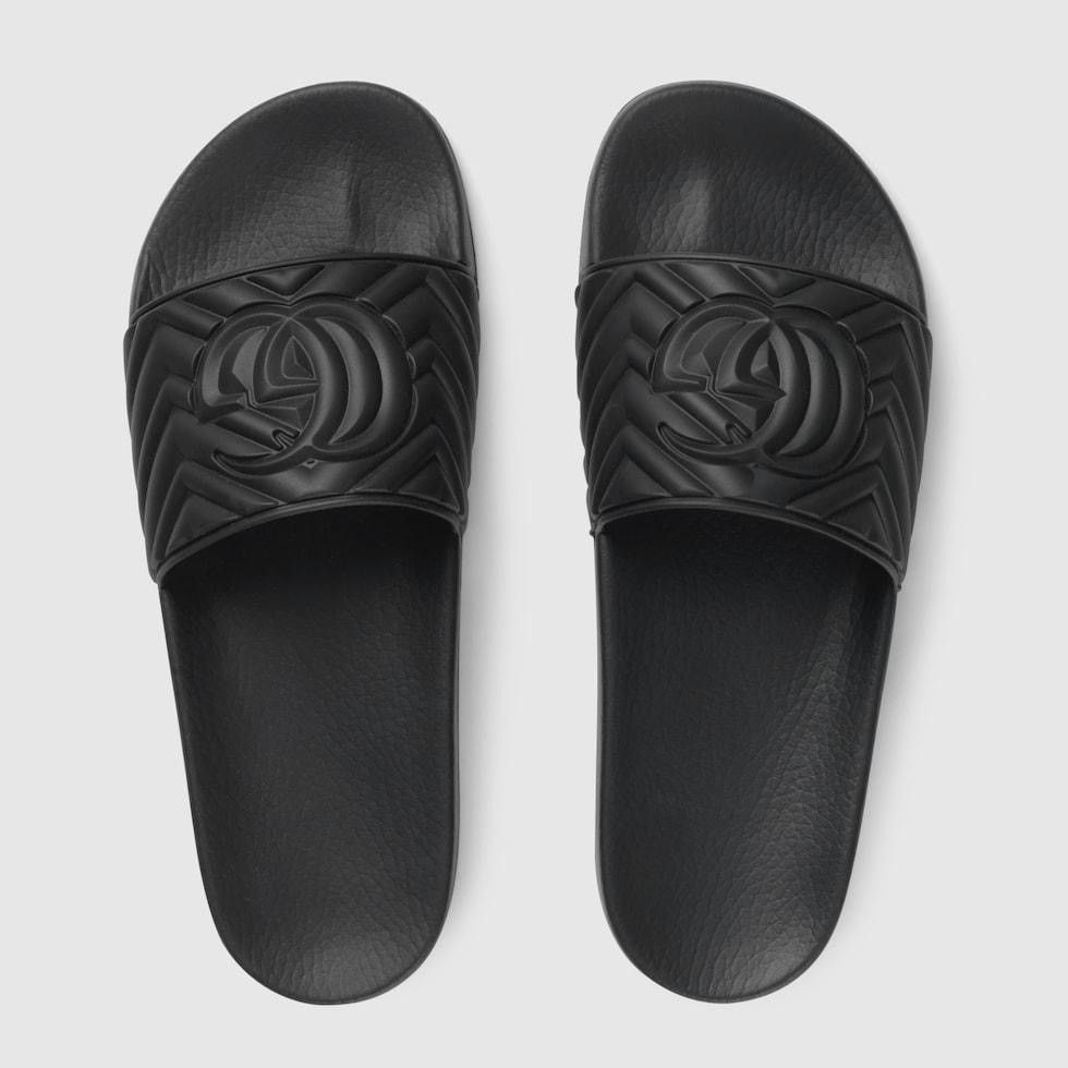 image of Gucci Black Rubber Slides, Men's (Size 11)