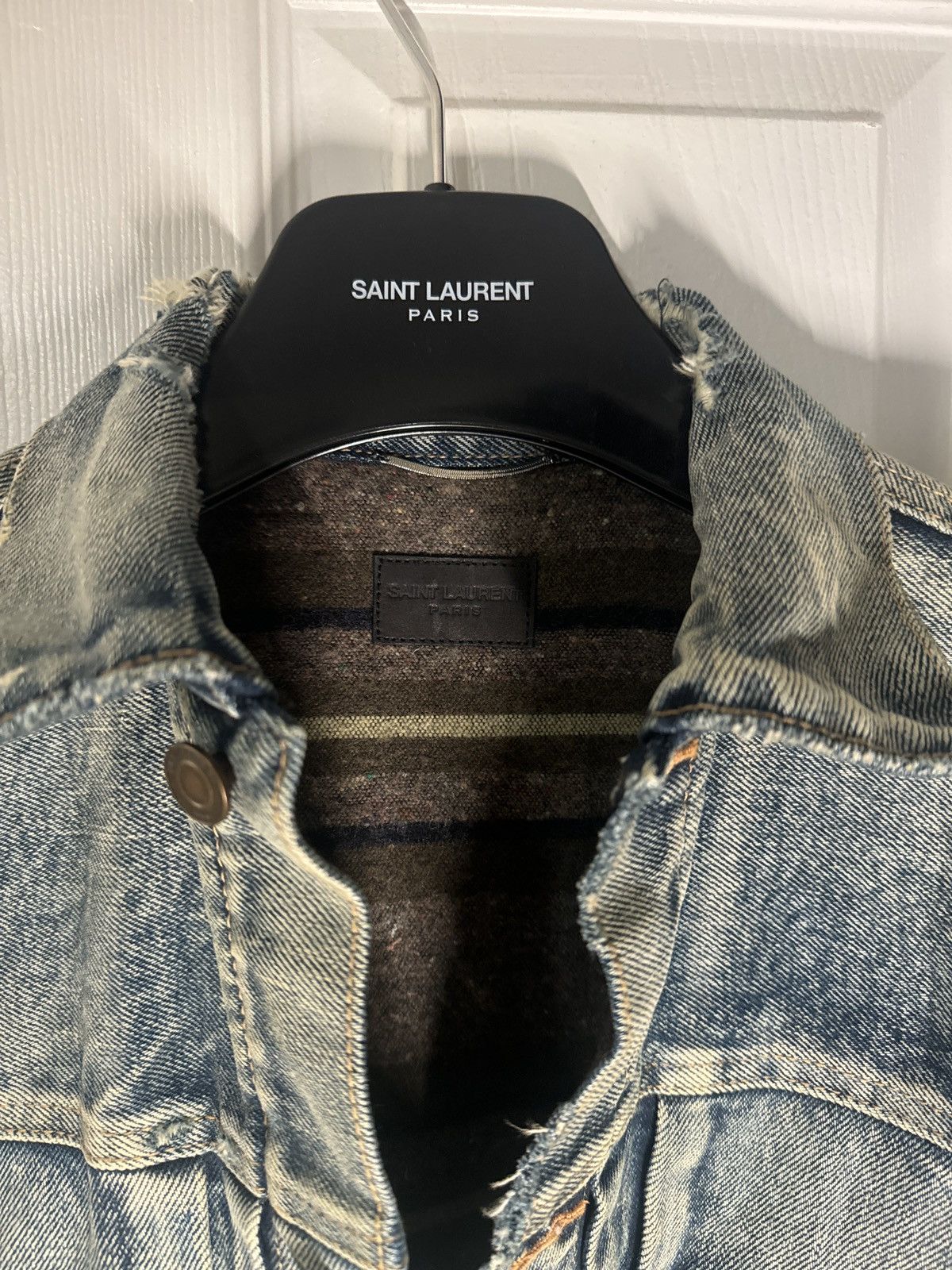 Saint Laurent Paris Distressed Hedi Slimane X Saint Laurent Denim Jacket Size US XS / EU 42 / 0 - 2 Thumbnail