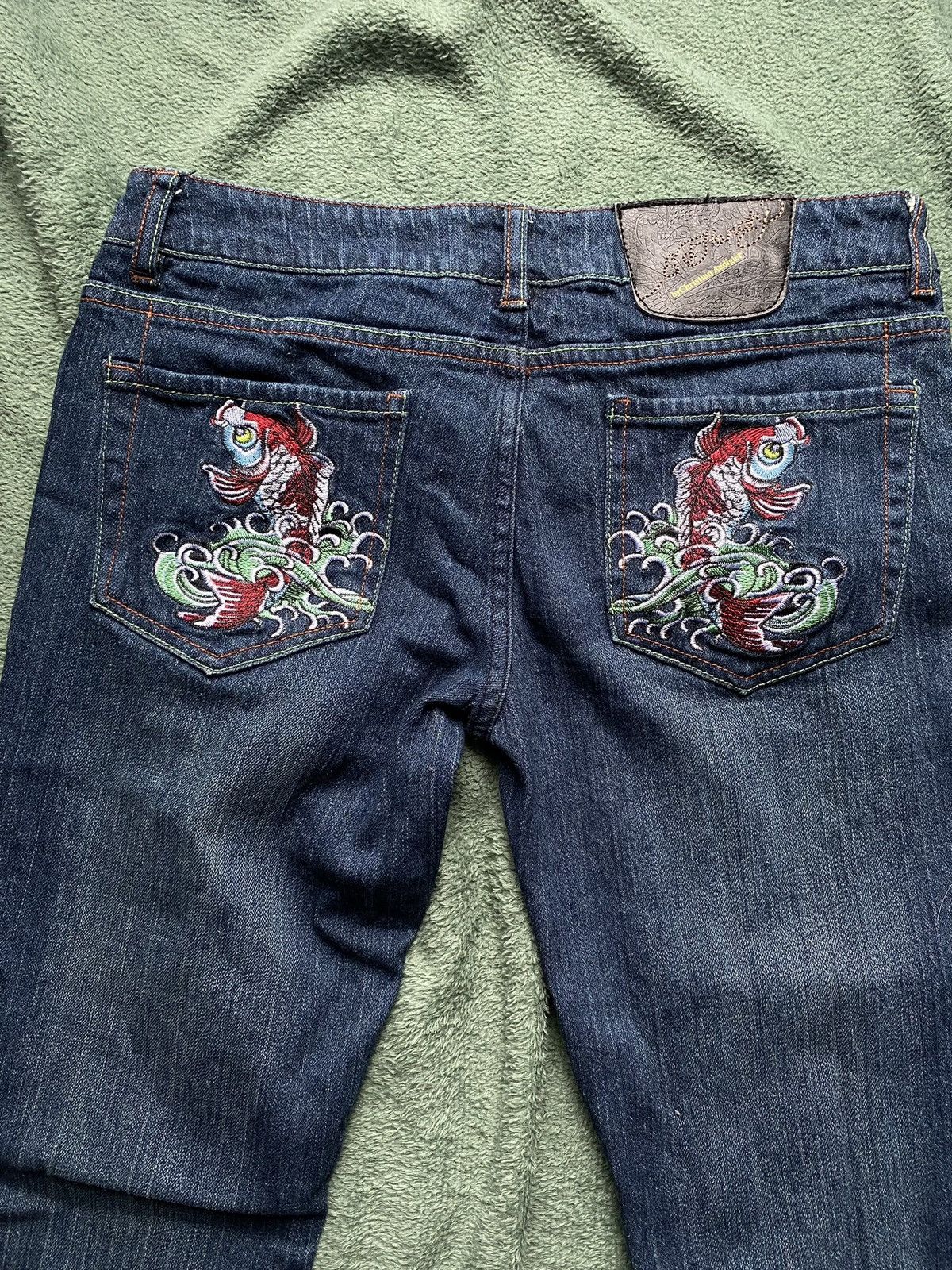 Ed Hardy × Vintage Ed Hardy Koi Fish Embroidered Jeans Size 30" / US 8 / IT 44 - 5 Thumbnail