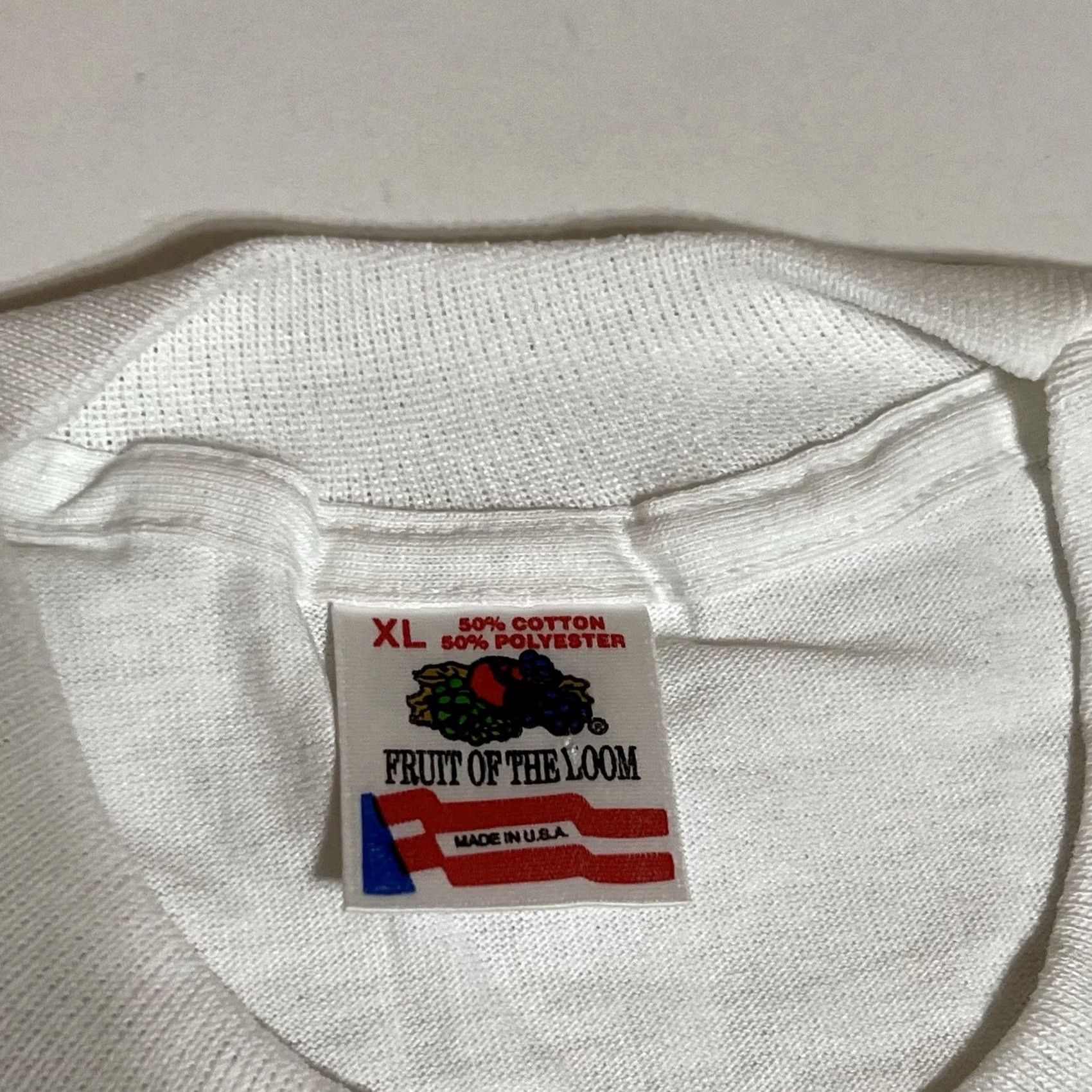 Fruit Of The Loom VINTAGE Fruit of the Loom T-Shirt Mens XL White Short Sleeve Crew Neck Funny 90s Single Stitch Shoebox On The 8th Day God Created Golf Size US XL / EU 56 / 4 - 7 Thumbnail