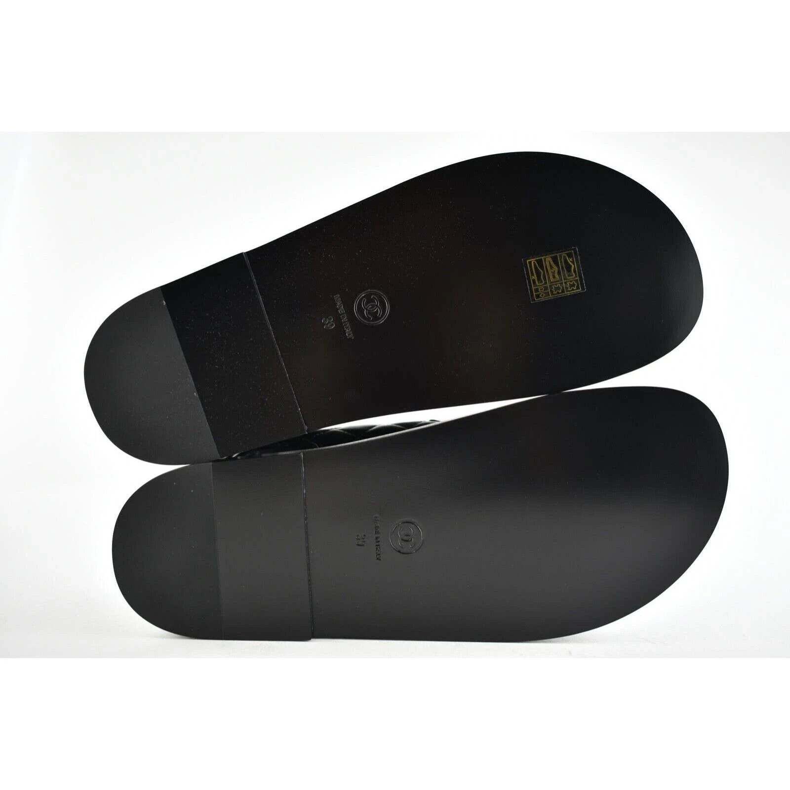 Chanel Chanel Black Leather Quilted Chain CC Logo Mule Slide Strap Size US 9 / IT 39 - 12 Thumbnail