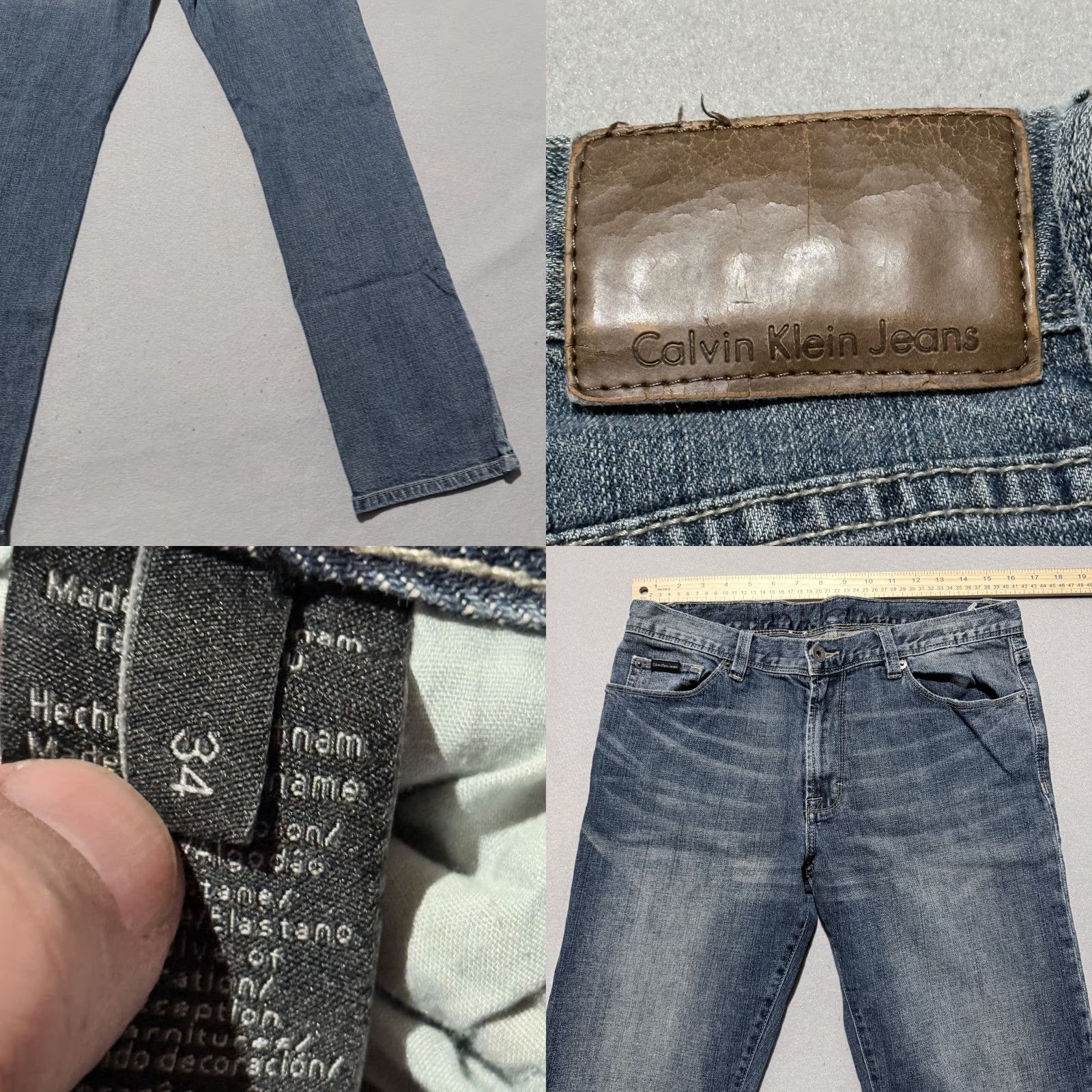 Calvin Klein Calvin Klein Jeans Men Blue Denim Straight Leg Classic Zip Fly Pockets - 34 Size US 34 / EU 50 - 8 Thumbnail