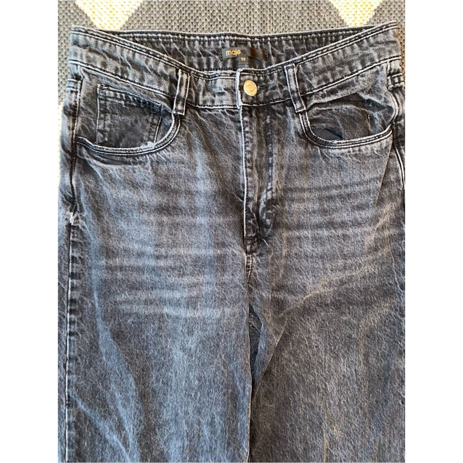 Maje MAJE $510 Black High-waisted loose-fit jeans FR 38 US MED 10 Size 30" / US 8 / IT 44 - 4 Thumbnail