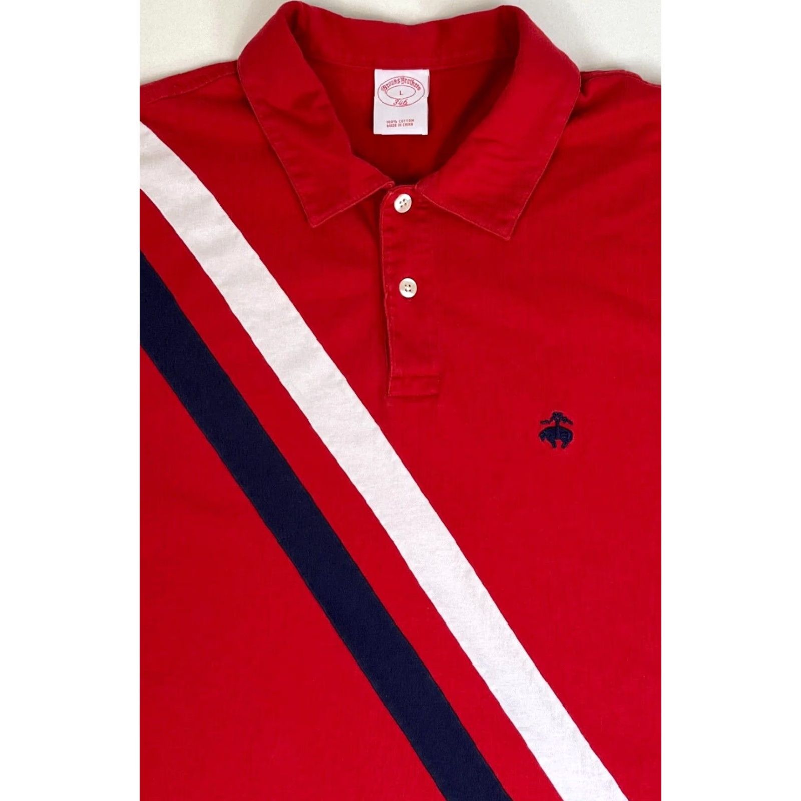 Brooks Brothers Brooks Brothers 346 Polo Shirt Diagonal Stripes Sz L Mens Polo Shirt Red 100% Cotton Classic Preppy 346 Men’s Polo Shirt L Red Mens Size US L / EU 52-54 / 3 - 3 Thumbnail