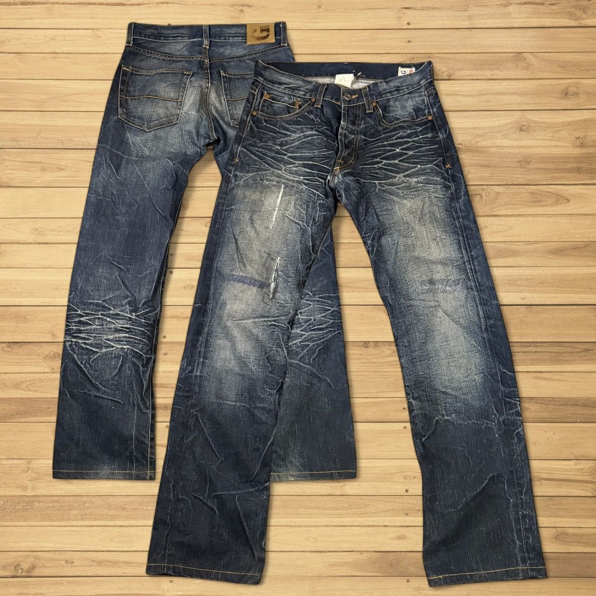 G-Star 🔥🇯🇵 Japanese Distressed Raw G-Brand Hard HoneyComb Denim Size US 29 - 1 Thumbnail