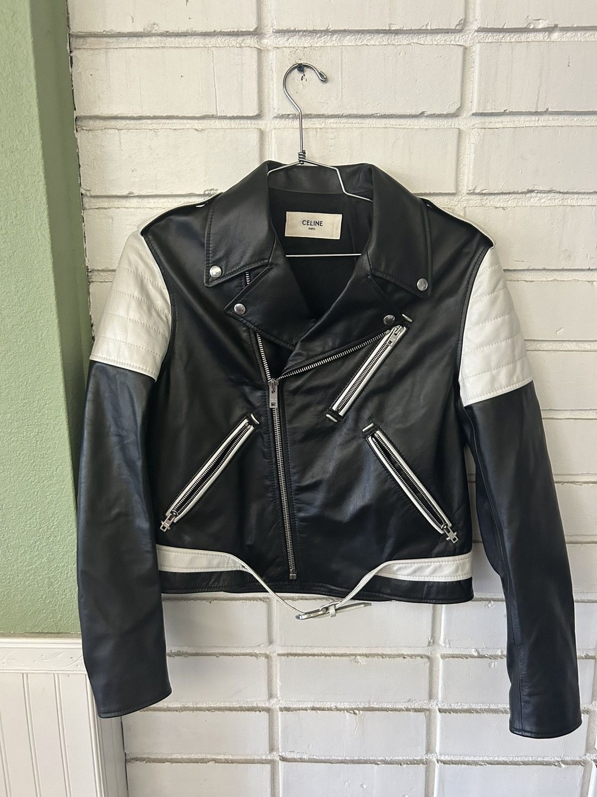 Celine Celine FW19 Two Tone Padded Biker Leather Jacket (sz50) Size US M / EU 48-50 / 2 - 1 Thumbnail