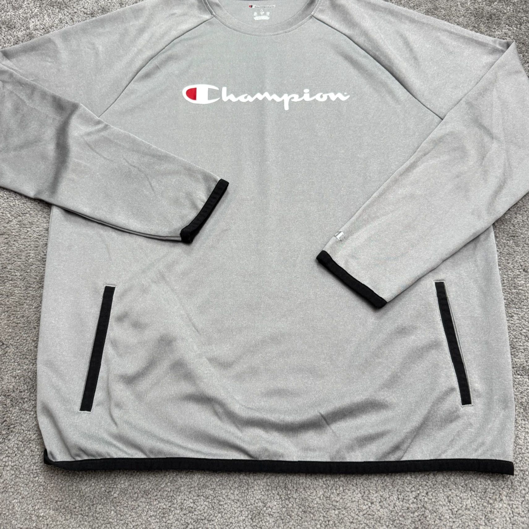Champion Champion Tech Fleece Pullover Jacket Sweatshirt Mens Large Gray Crew Neck Active Size US L / EU 52-54 / 3 - 3 Thumbnail