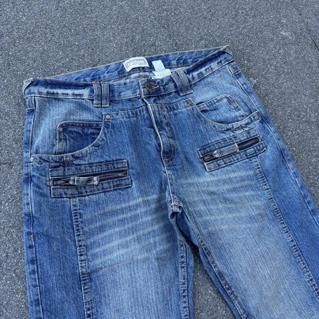 Japanese Brand × Vintage Vintage y2k 90s embroidered zipper details acid wash jeans Size US 33 - 3 Thumbnail