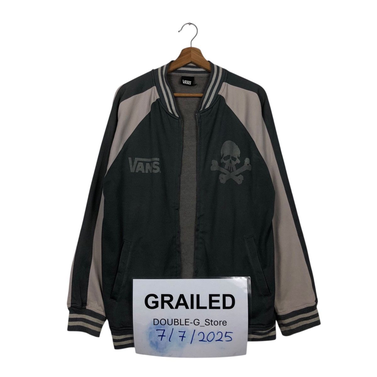Japanese Brand 📌Rich Grey Vintage Zipper Sweater Vans Skeleton Design Size US M / EU 48-50 / 2 - 1 Thumbnail