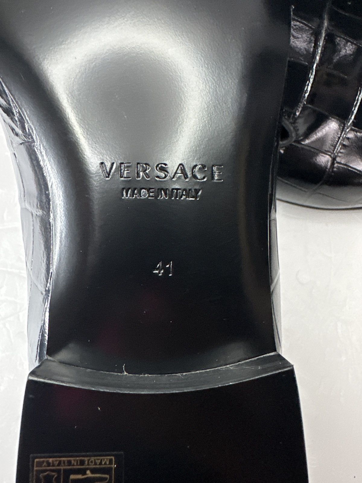 Versace Versace Croc Embossed Calfskin Smoking Slipper Size US 10.5 / EU 43-44 - 4 Thumbnail
