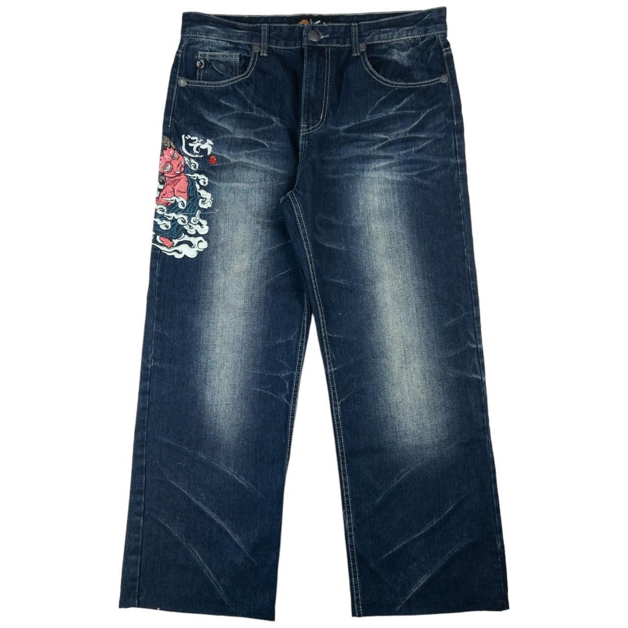 Other Vintage Jizo Japanese Embroidered Denim Jeans Size W36 Size US 36 / EU 52 - 2 Thumbnail