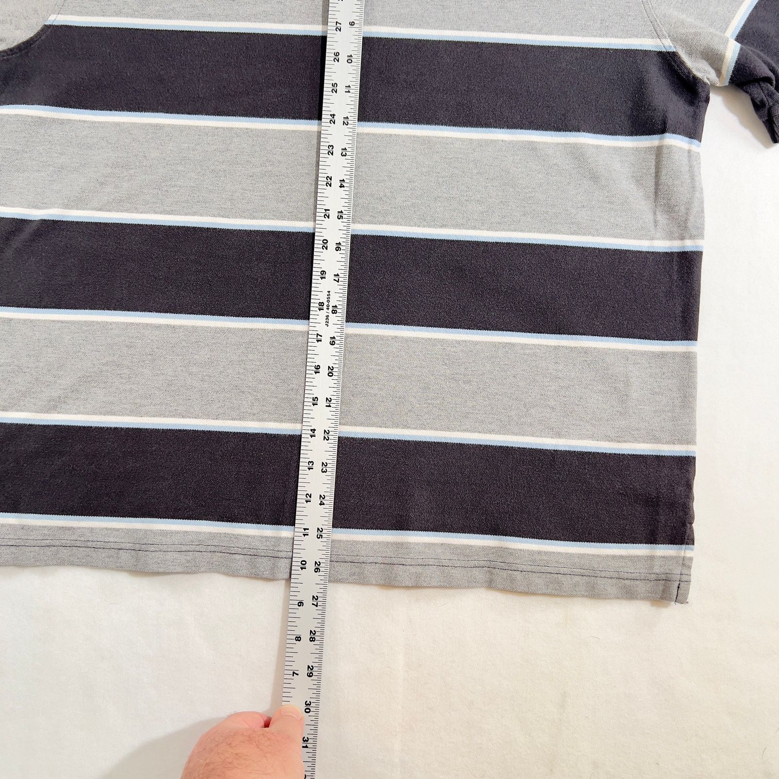 Other Polo Henley Shirt Men L Black Grey Blue Stripes Short Sleeve Size US XL / EU 56 / 4 - 7 Thumbnail