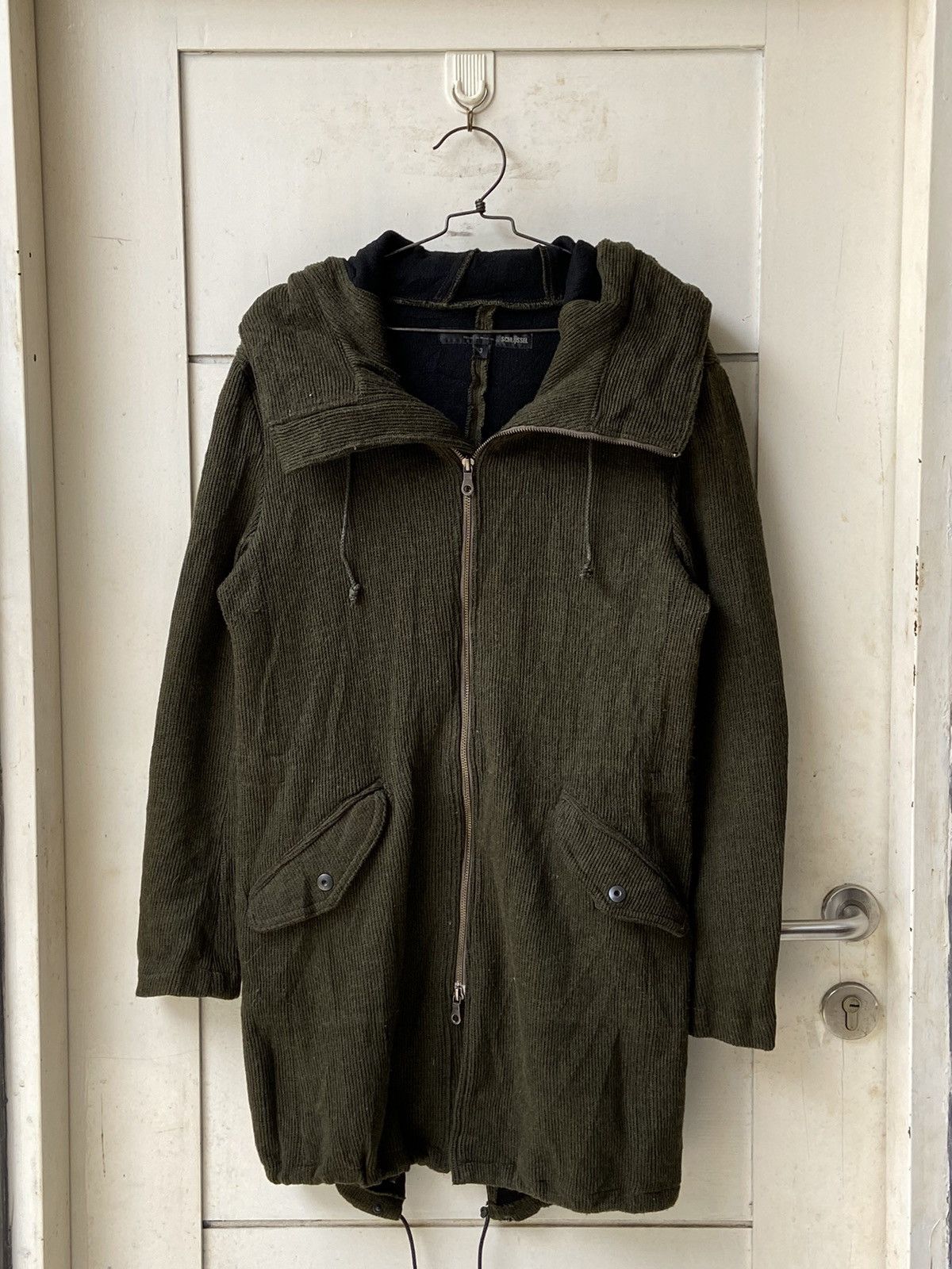 image of Schlussel Green Knit Jacket in Army Green, Men's (Size Medium)