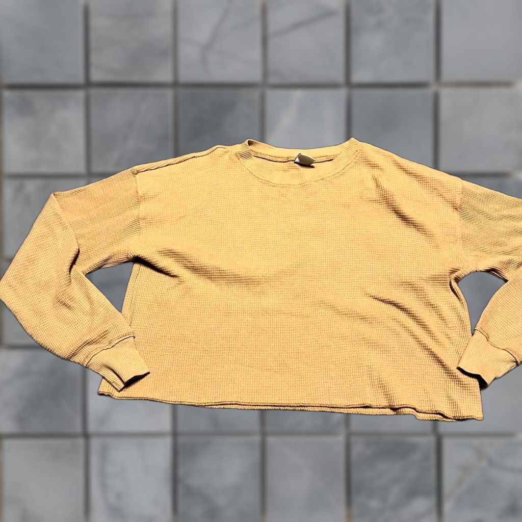 TNA TNA Waffle Knit Top Shirt Womens XS Oversized Cropped Basic Streetwear Brown XS Women Blouse Size XS / US 0-2 / IT 36-38 - 1 Thumbnail