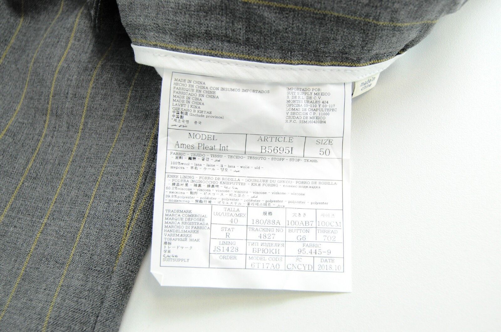 Suitsupply HAVANA PATCH UK38R Wool Grey Striped 2 Piece Suit 57910 Size 38R - 9 Thumbnail