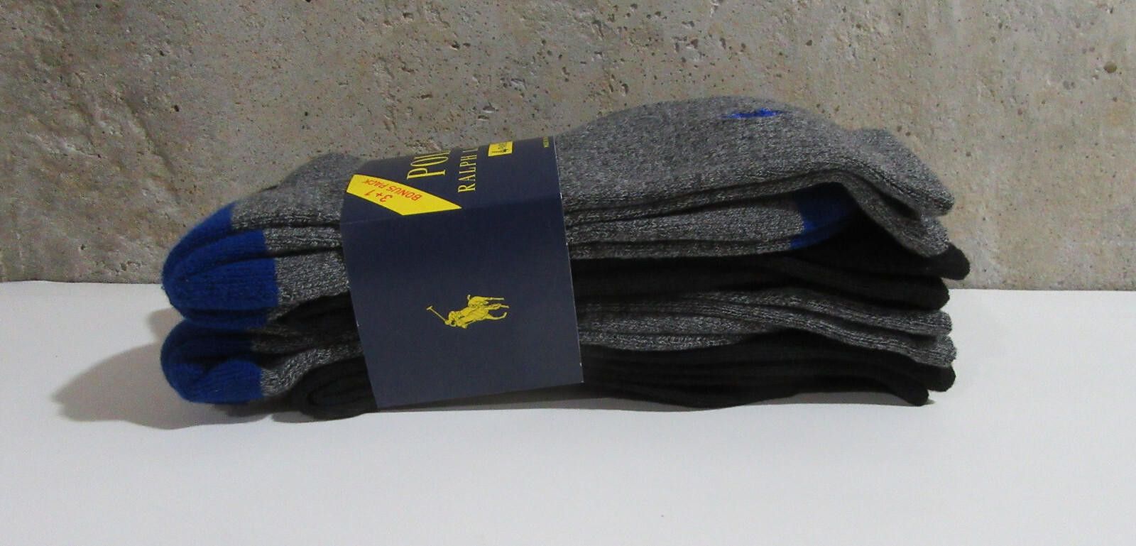 Polo Ralph Lauren Polo Ralph Lauren Mens Contrast Heel Crew Socks Gray/Royal Size ONE SIZE - 3 Thumbnail