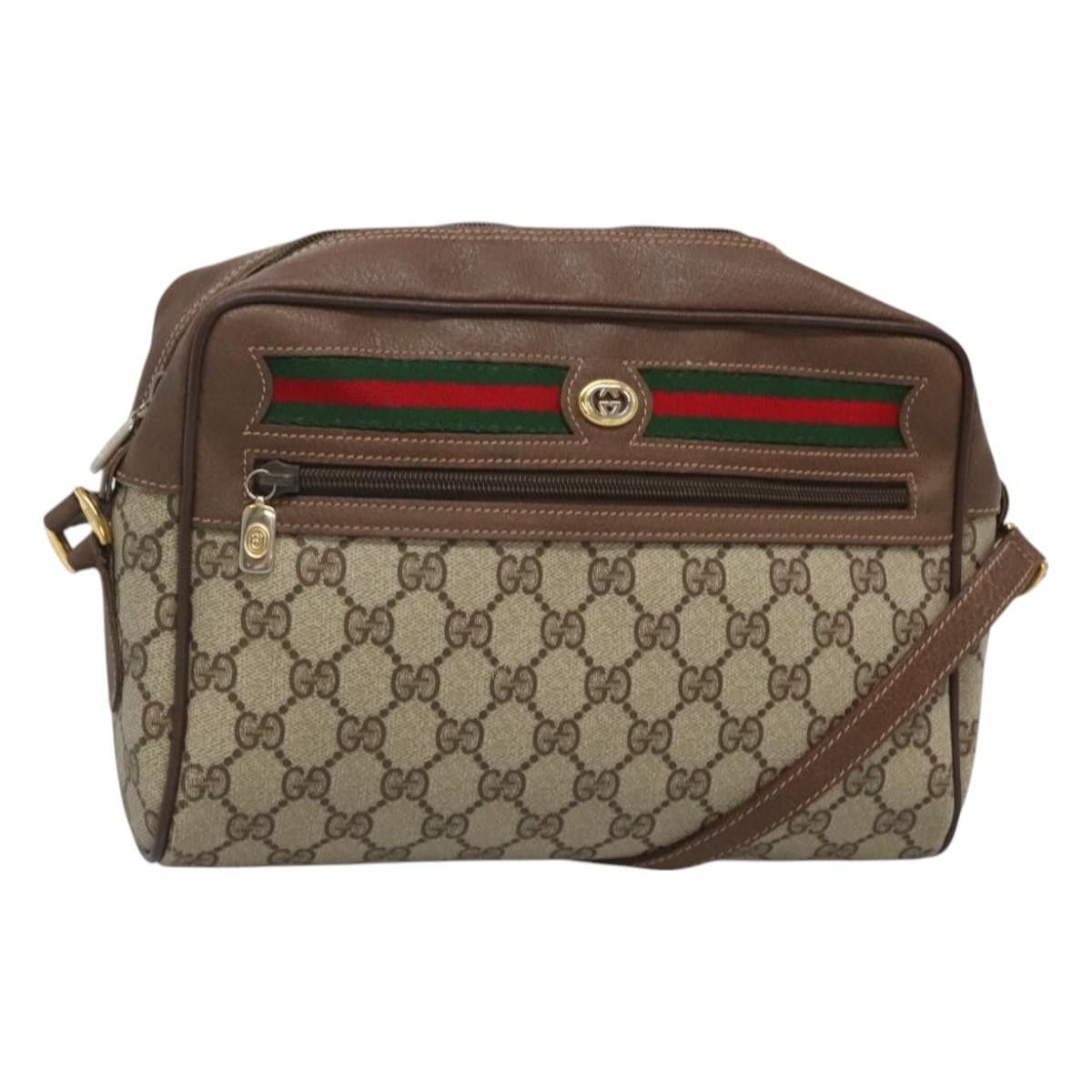 Gucci GUCCI GG Supreme Web Sherry Line Bag Pvc Beige Gold 56 02 Size ONE SIZE - 1 Thumbnail