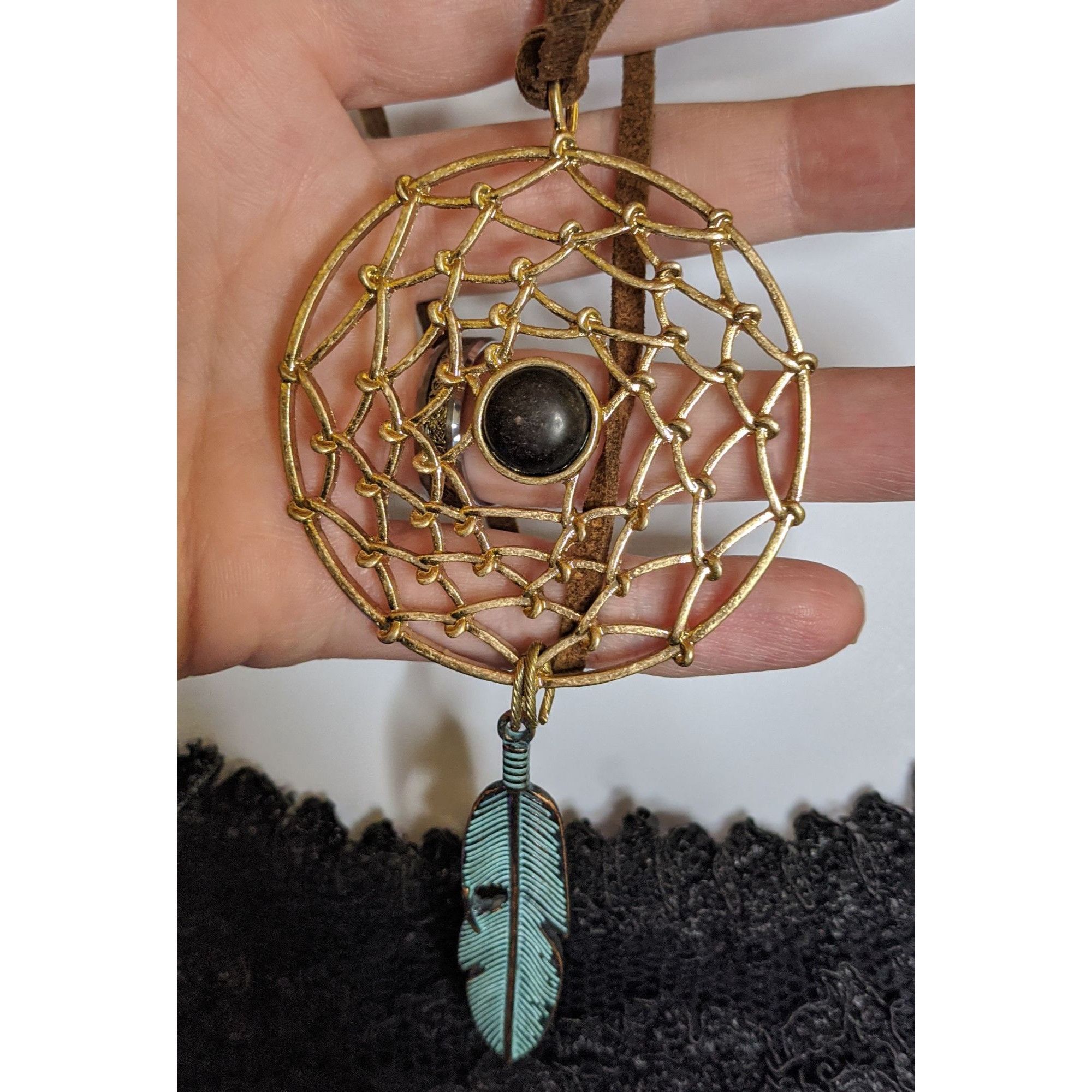 Other Bohemian Dreamcatcher Pendant Necklace With Faux Suede Cord Size ONE SIZE - 1 Thumbnail