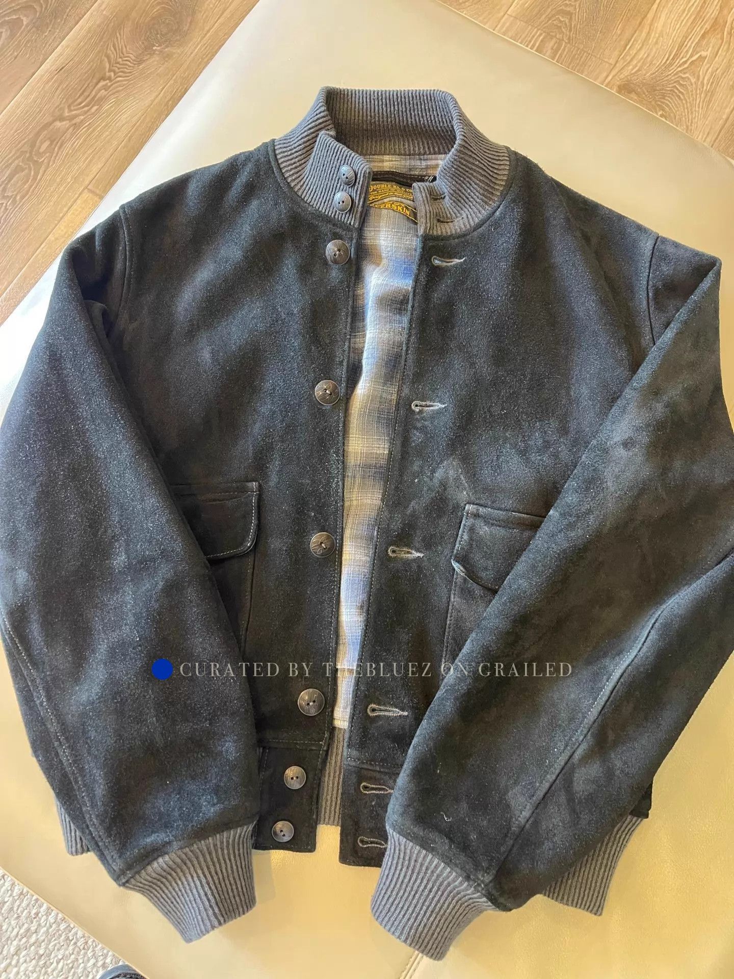 RRL Ralph Lauren Reversed Deer Suede Pilot Jacket in Black Size US S / EU 44-46 / 1 - 1 Thumbnail