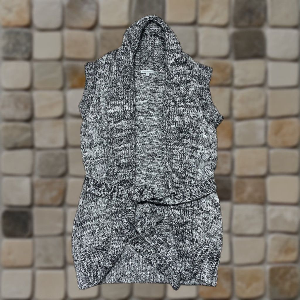 Vintage Charlotte Russe Cardigan Gray Medium Open Front Belted Chunky Knit Sweater Vests Womens Holiday Fall Winter Vintage No Size M / US 6-8 / IT 42-44 - 1 Thumbnail