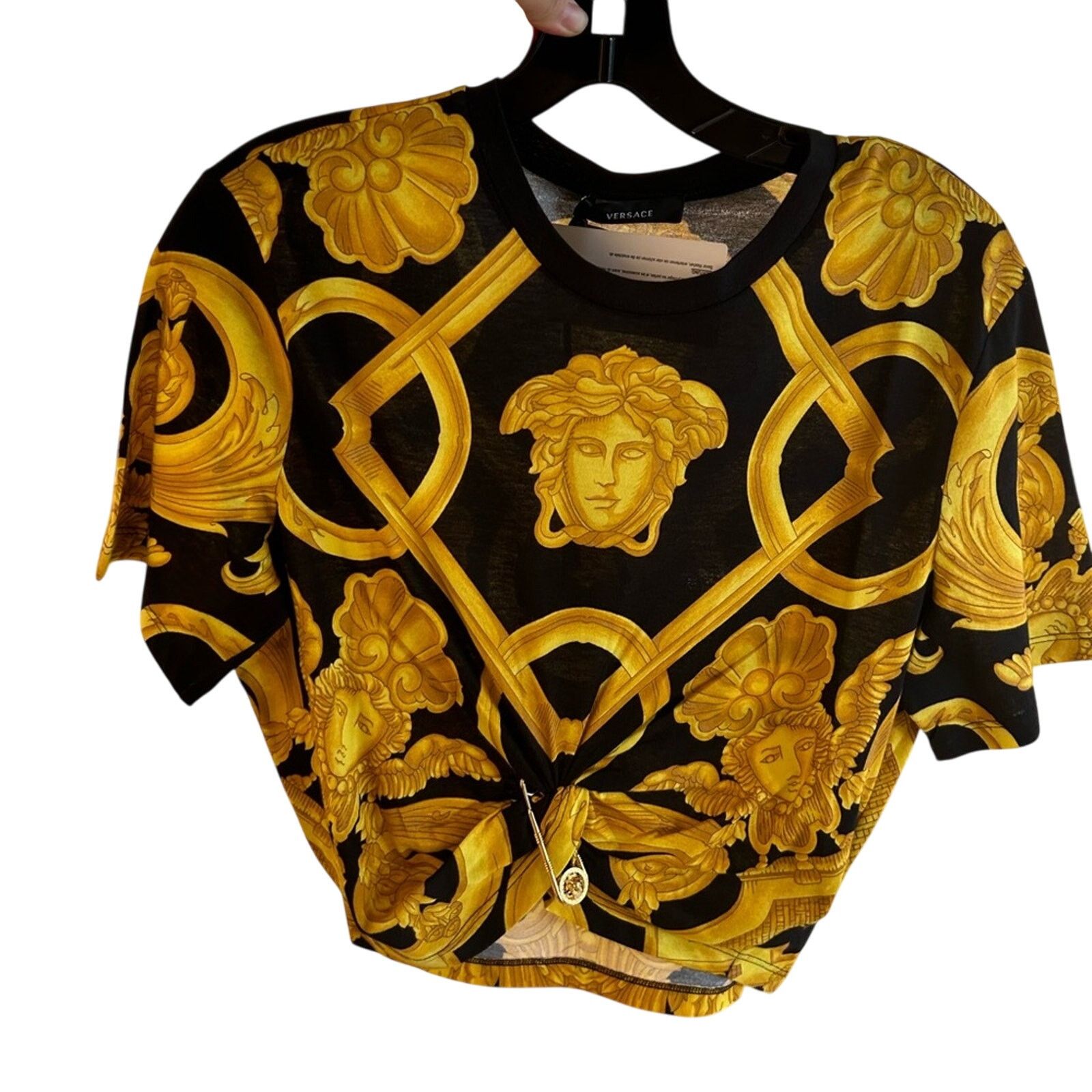 Versace Versace baroque crop T-shirt with Medusa pin Size M / US 6-8 / IT 42-44 - 1 Thumbnail